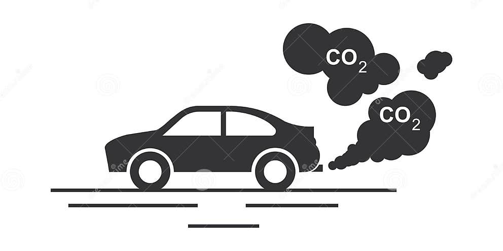 Car Exhaust CO2 Black Silhouette Icon. Environmental Pollution Concept ...