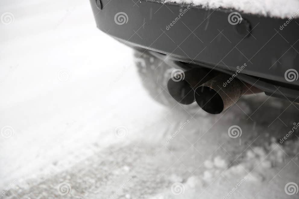 Car Exhaust Pipe stock photo. Image of outdoor, snowy 28100662