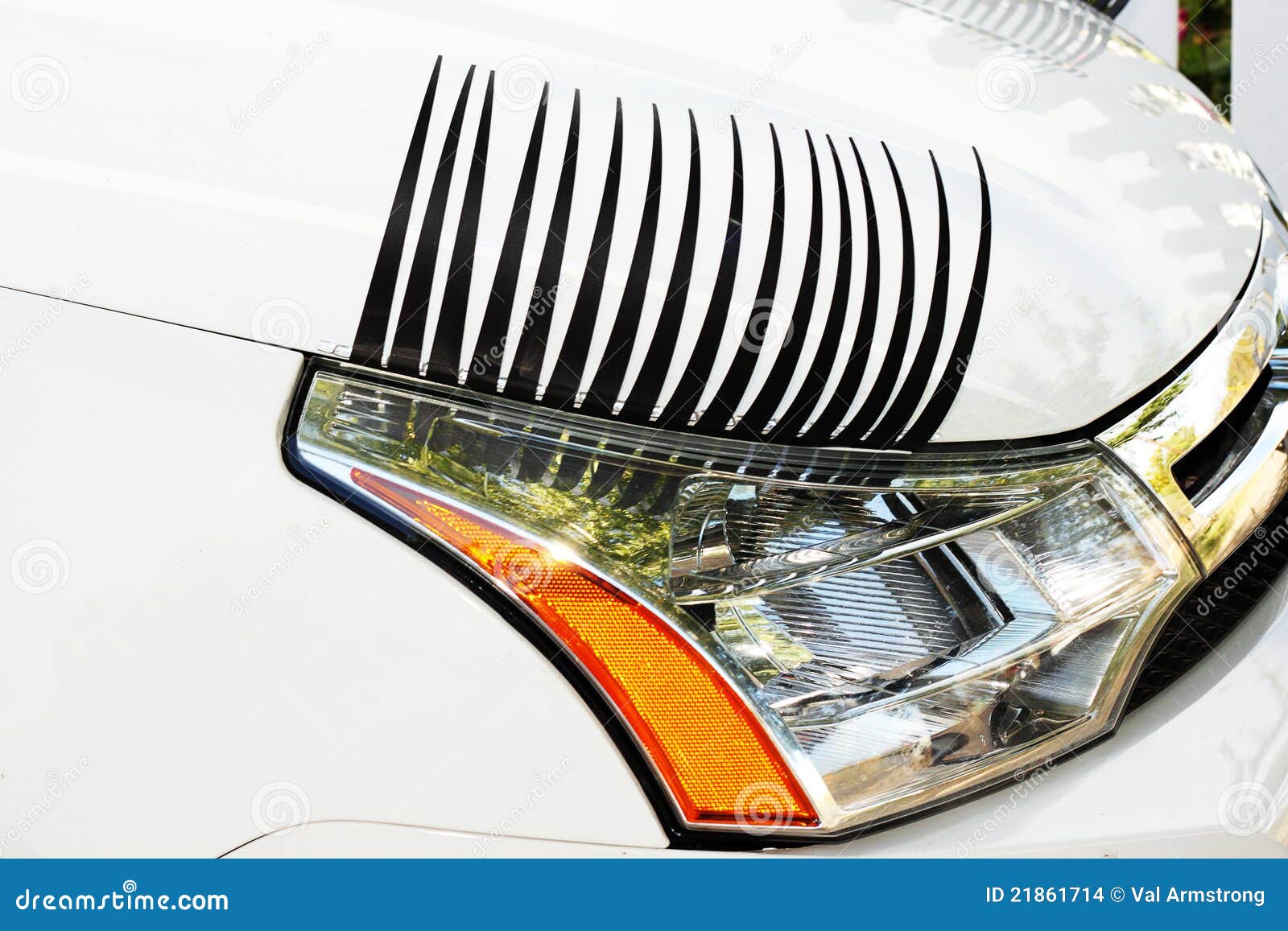 Car Eyelashes on Right Headlight Stock Photo Image of automobile