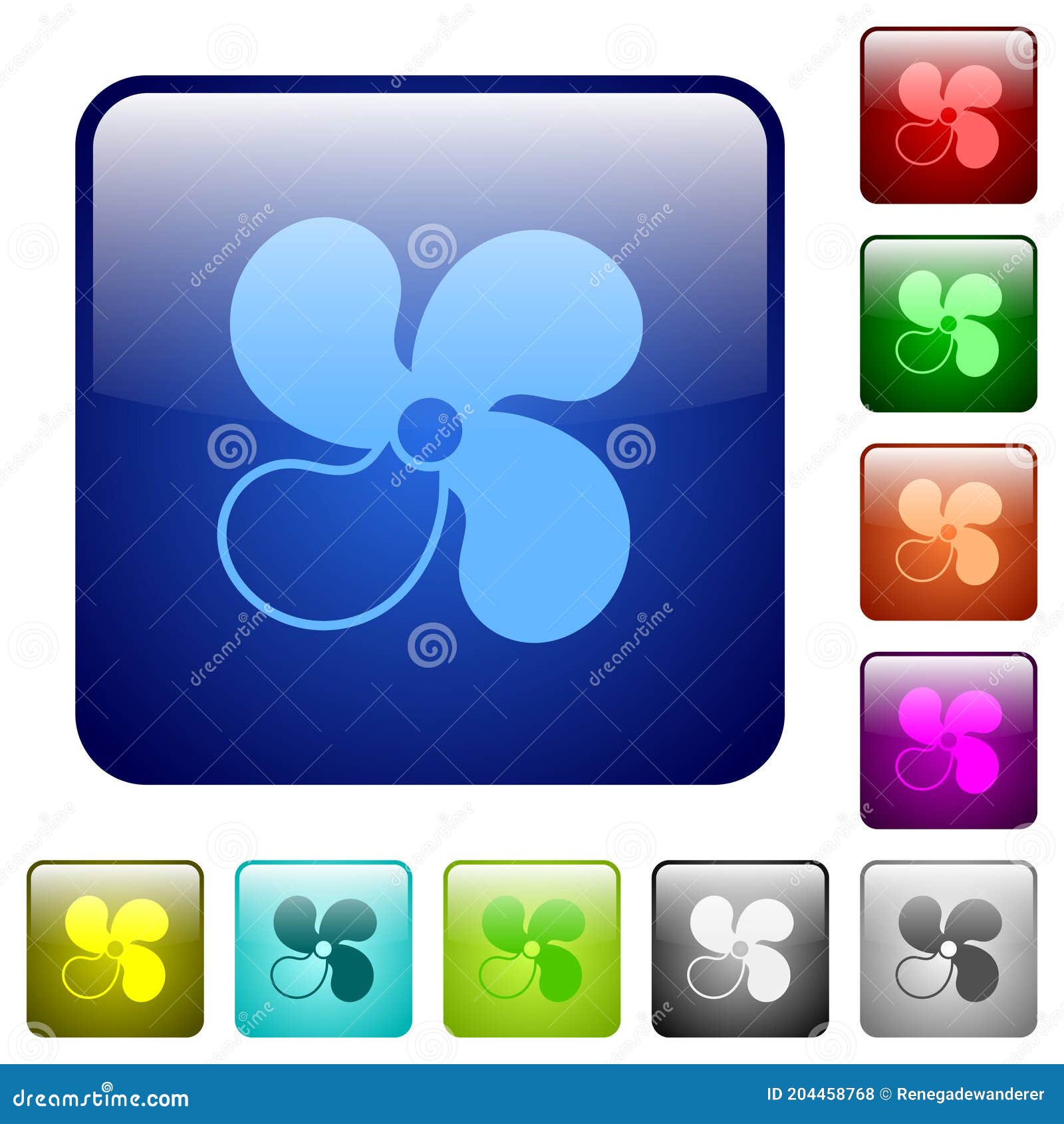 Car Fan Level 3 Color Square Buttons Stock Vector Illustration of