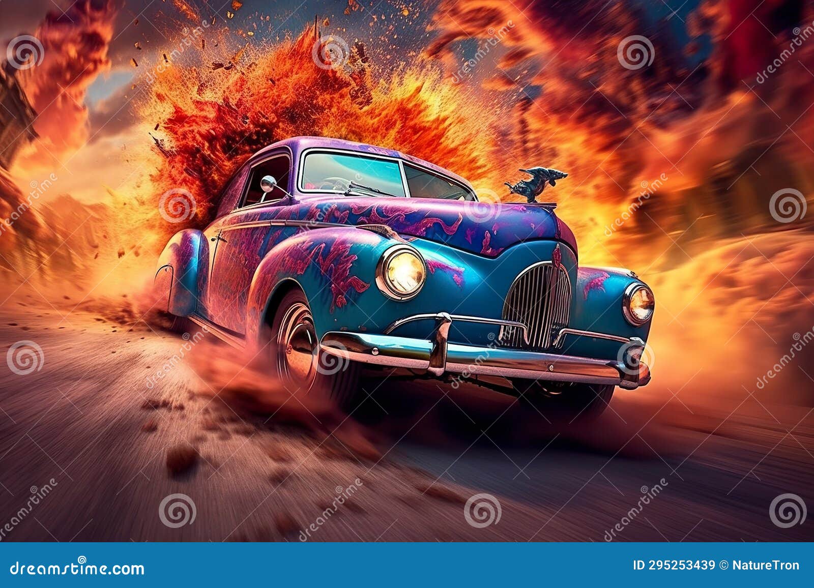 Car car on fire stock illustration. Illustration of silver 295253439