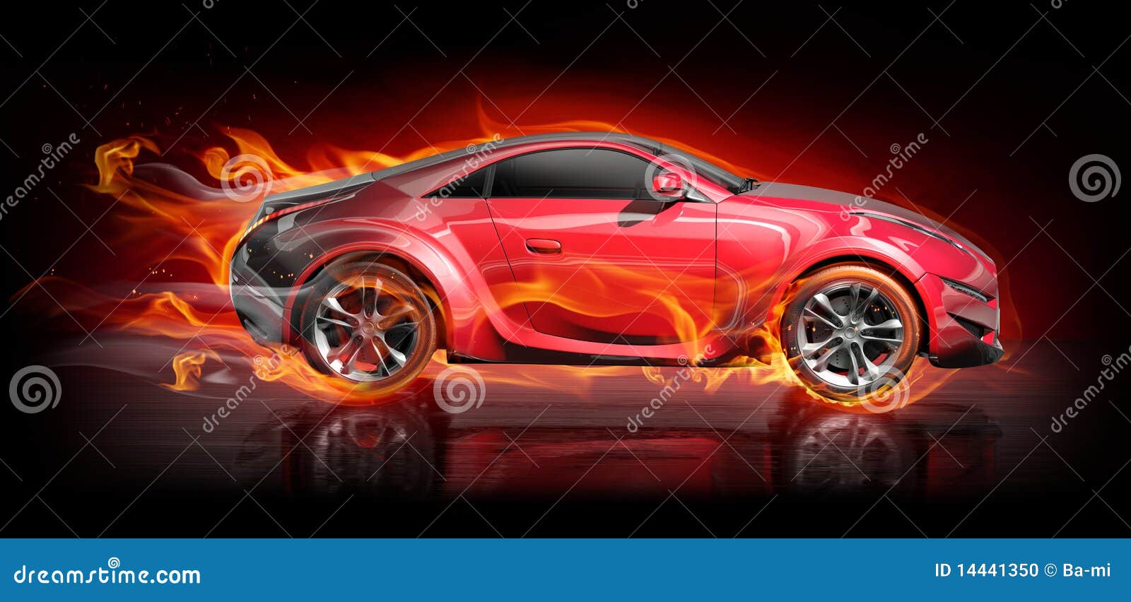 Car with flames stock illustration. Illustration of isolated 14441350