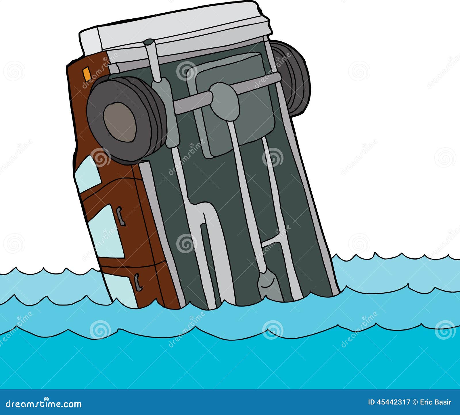 Car Floating in Water stock vector. Illustration of hand - 45442317