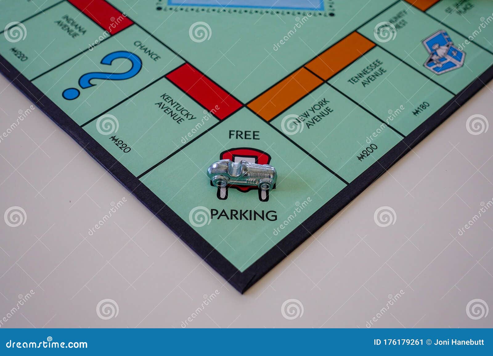 Car On The Free Parking Space In The Game Of Monopoly By Hasbro On A 