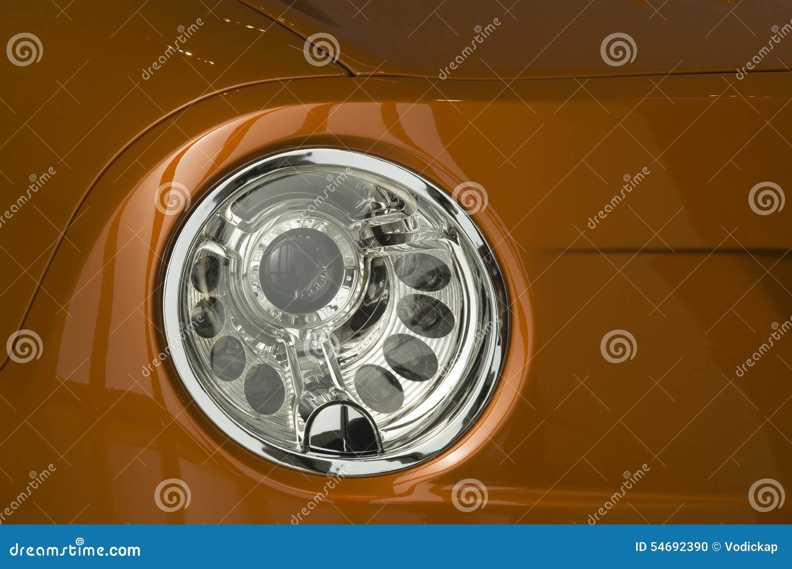 Car front light stock photo. Image of close, body, surround 54692390
