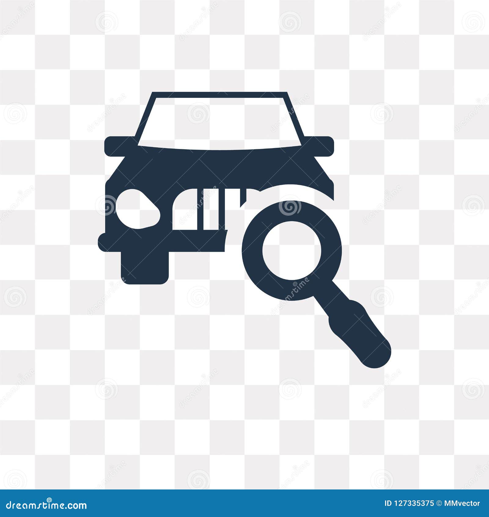 Car Front in Magnifier Glass Vector Icon Isolated on Transparent Stock