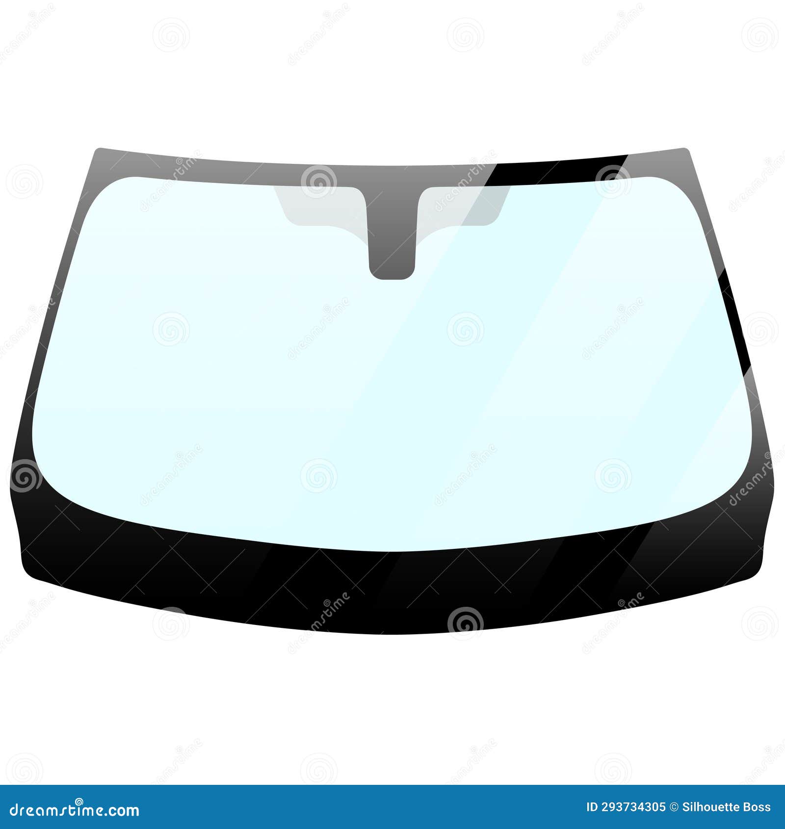 Car Glass Windshield with Light Reflection, New Clean Front Window