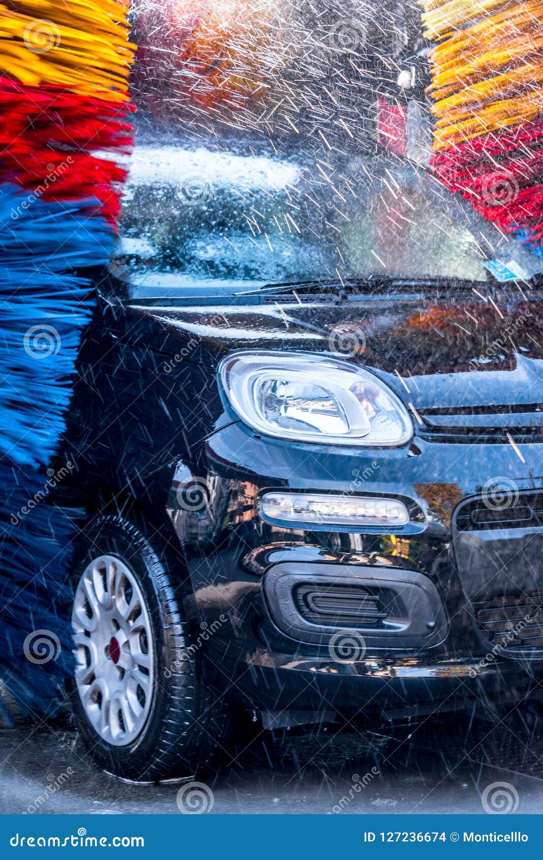 Car Going through an Automated Car Wash Machine Stock Photo Image of