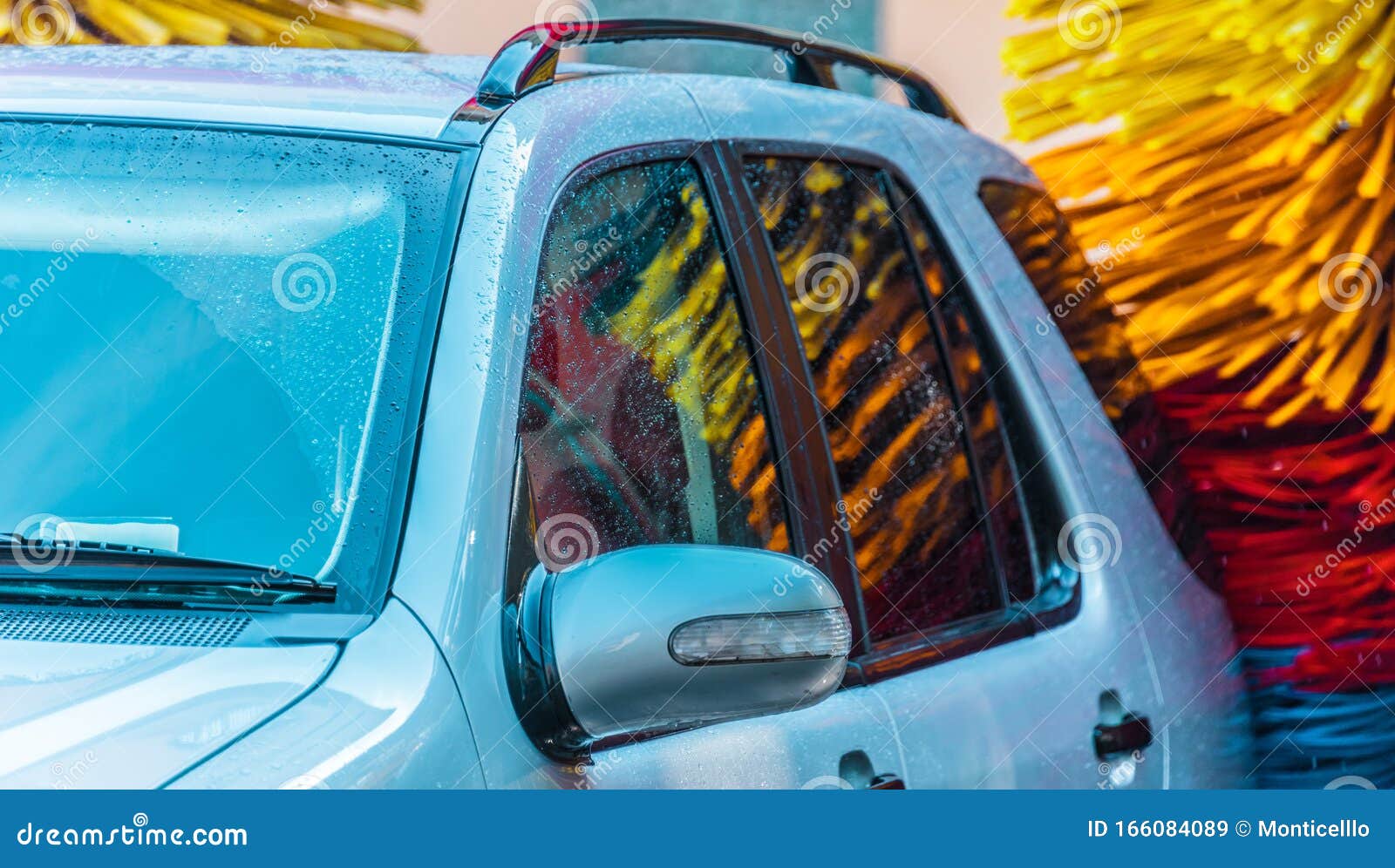 Car Going through an Automated Car Wash Machine Stock Image Image of