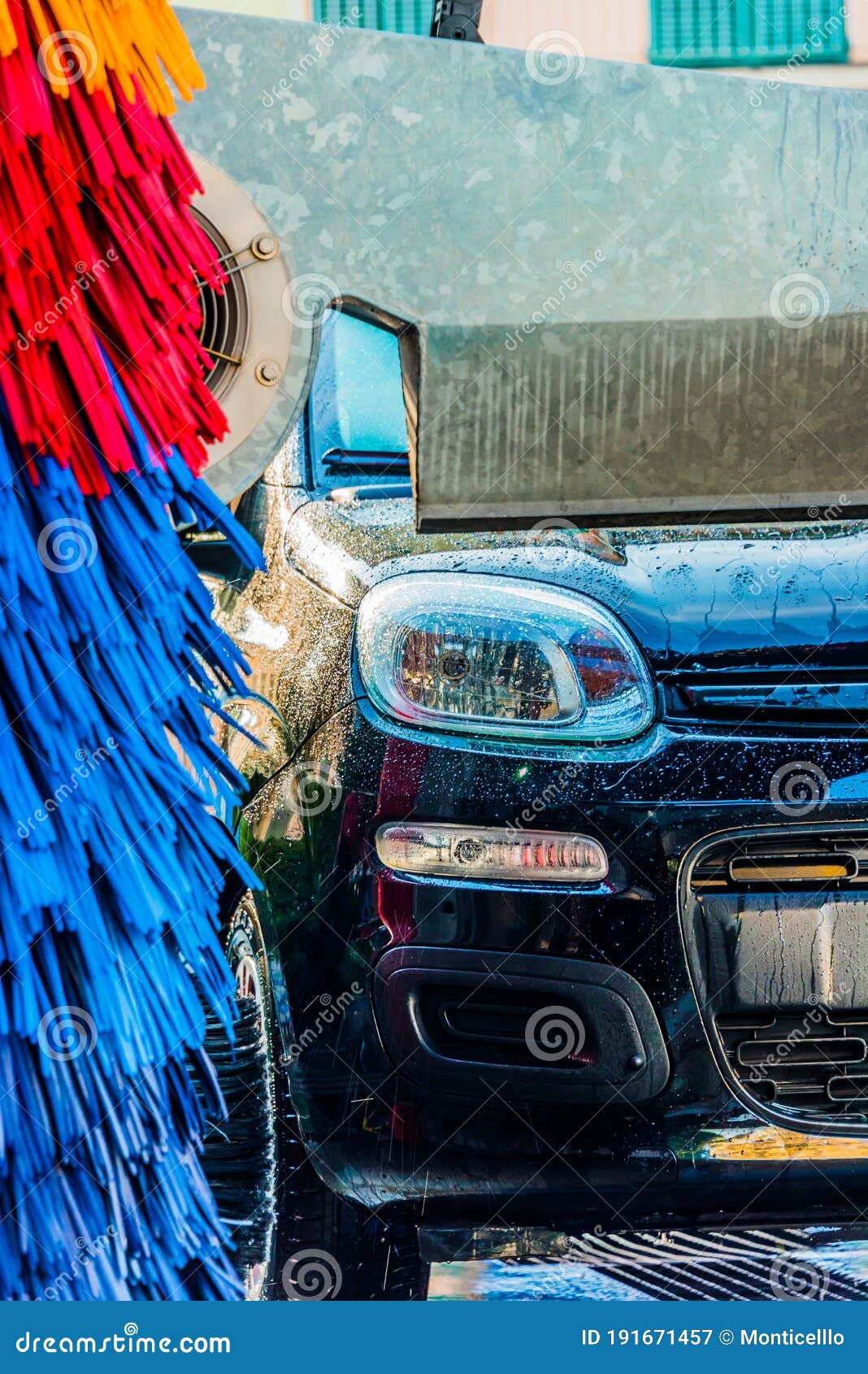 Car Going through an Automated Car Wash Machine Stock Image Image of