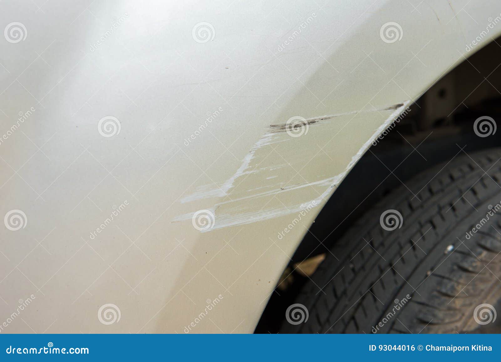 Car Have Scratched with Deep Damage To the Paint,car Accident on Stock