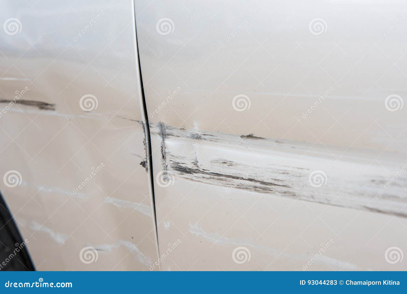 Car Have Scratched with Deep Damage To the Paint,car Accident on Stock