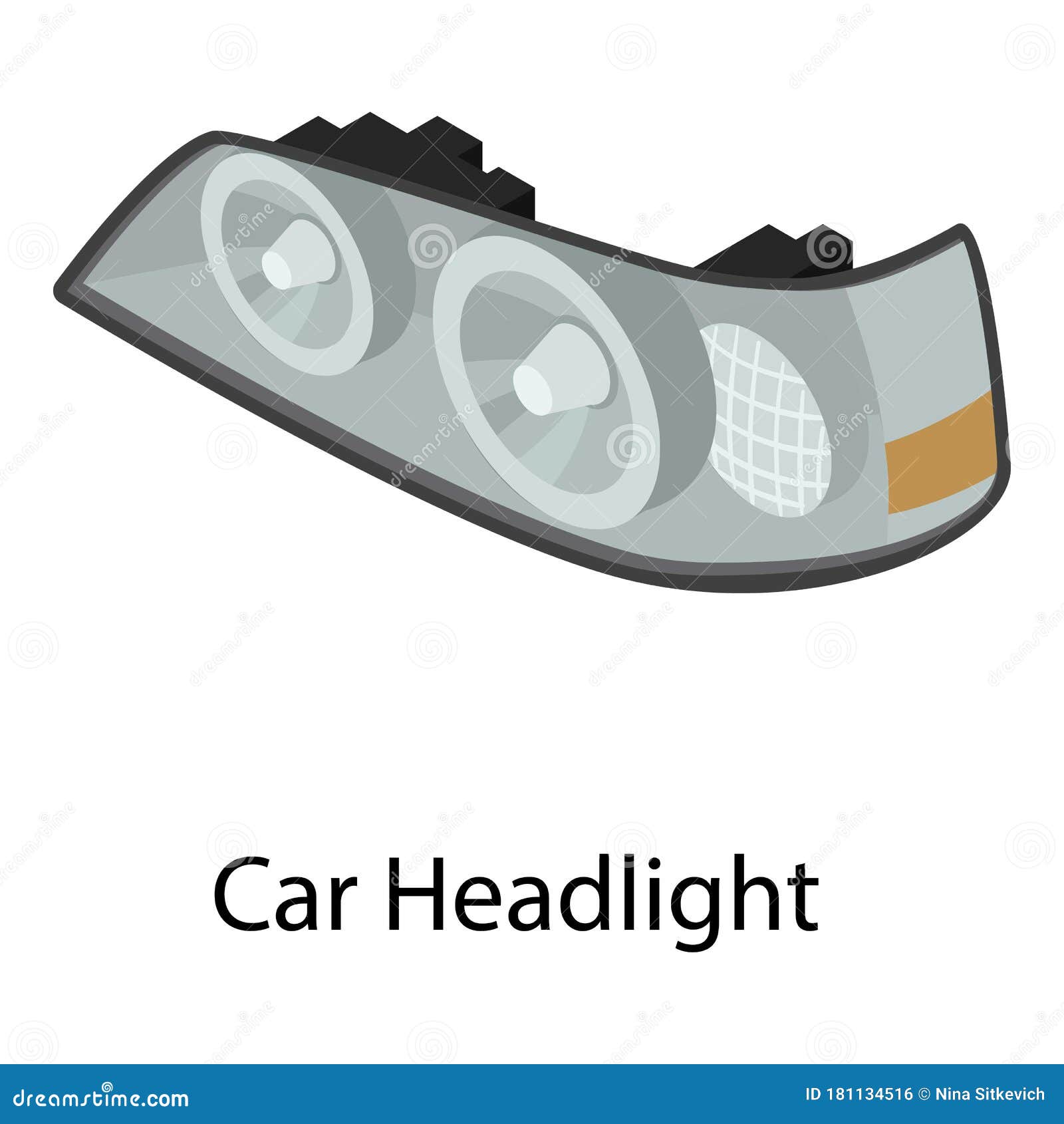 Car Headlight Icon, Isometric Style Stock Vector Illustration of