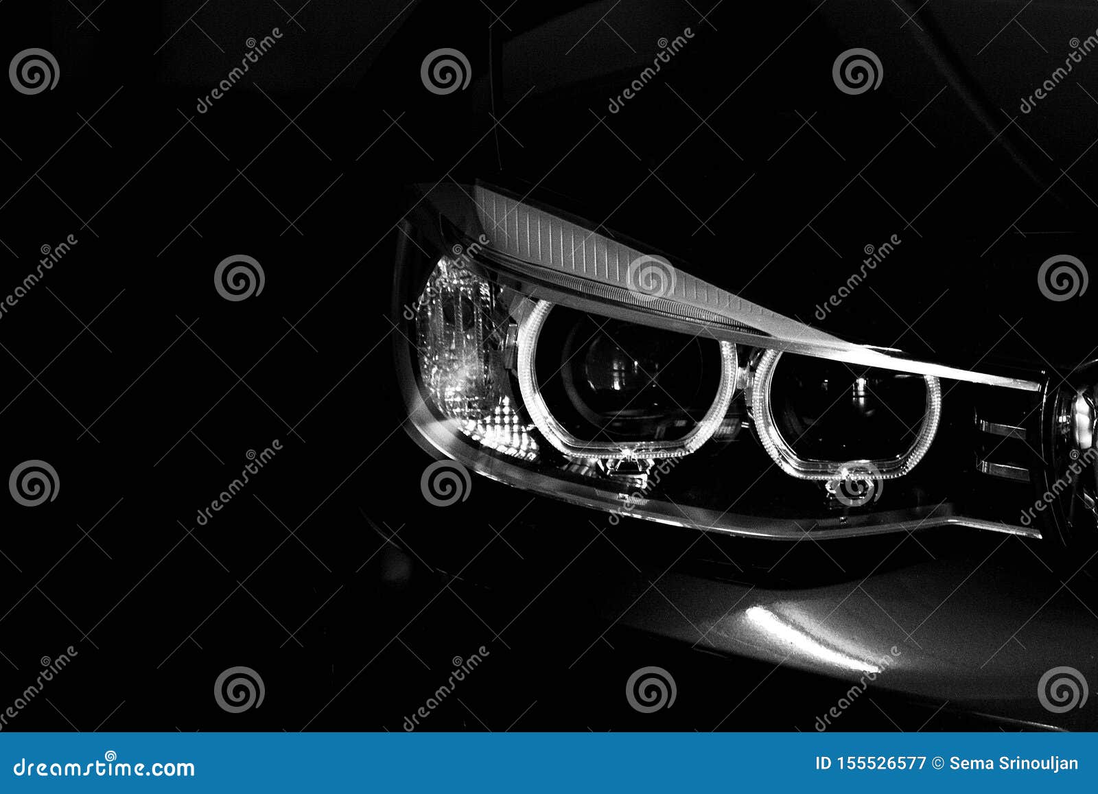 Car Headlights in the Dark. Stock Image Image of sleek, closeup