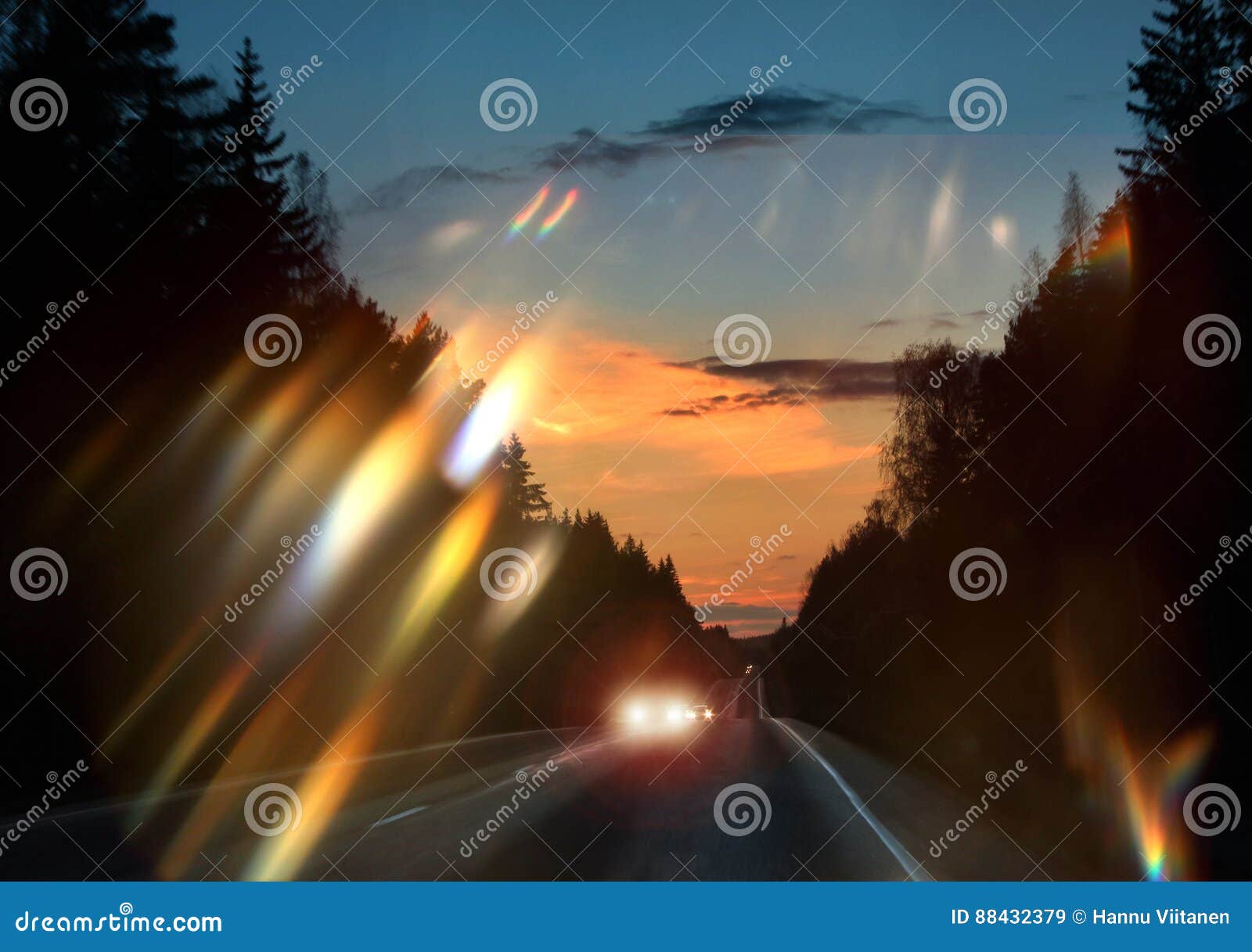 Car Headlights Glare on Windscreen Stock Image Image of lamp, bright