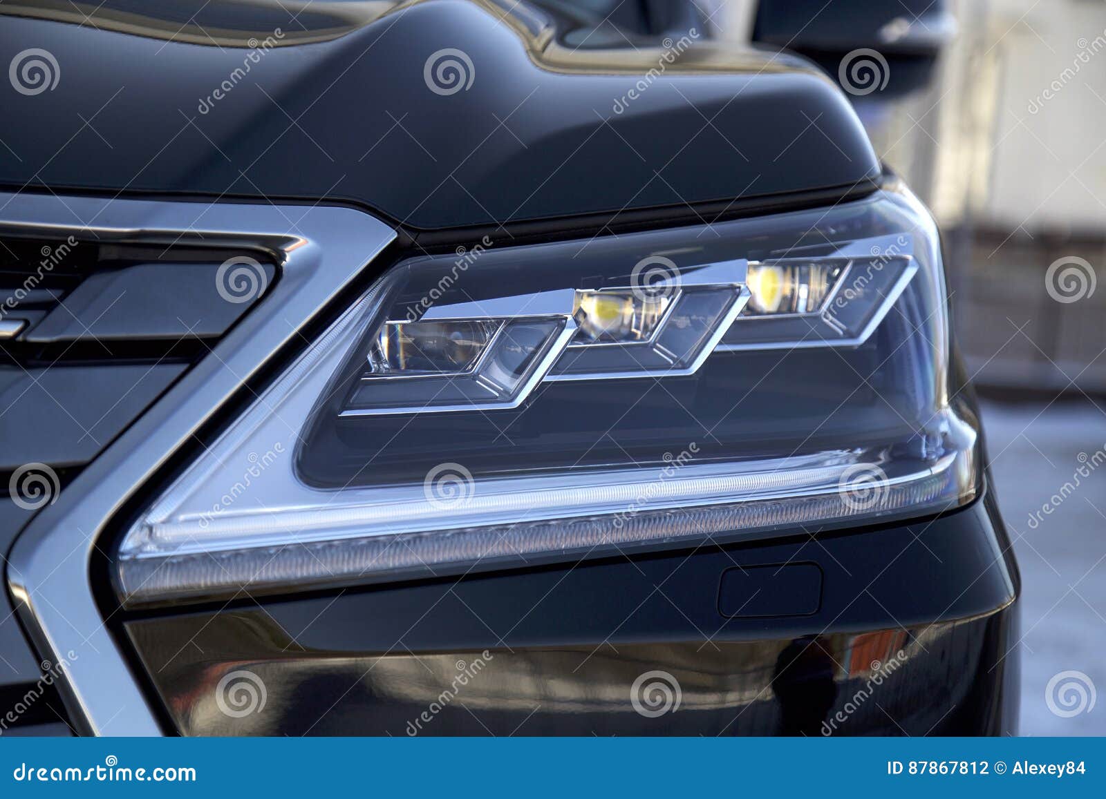 Car headlights stock photo. Image of european, metal 87867812