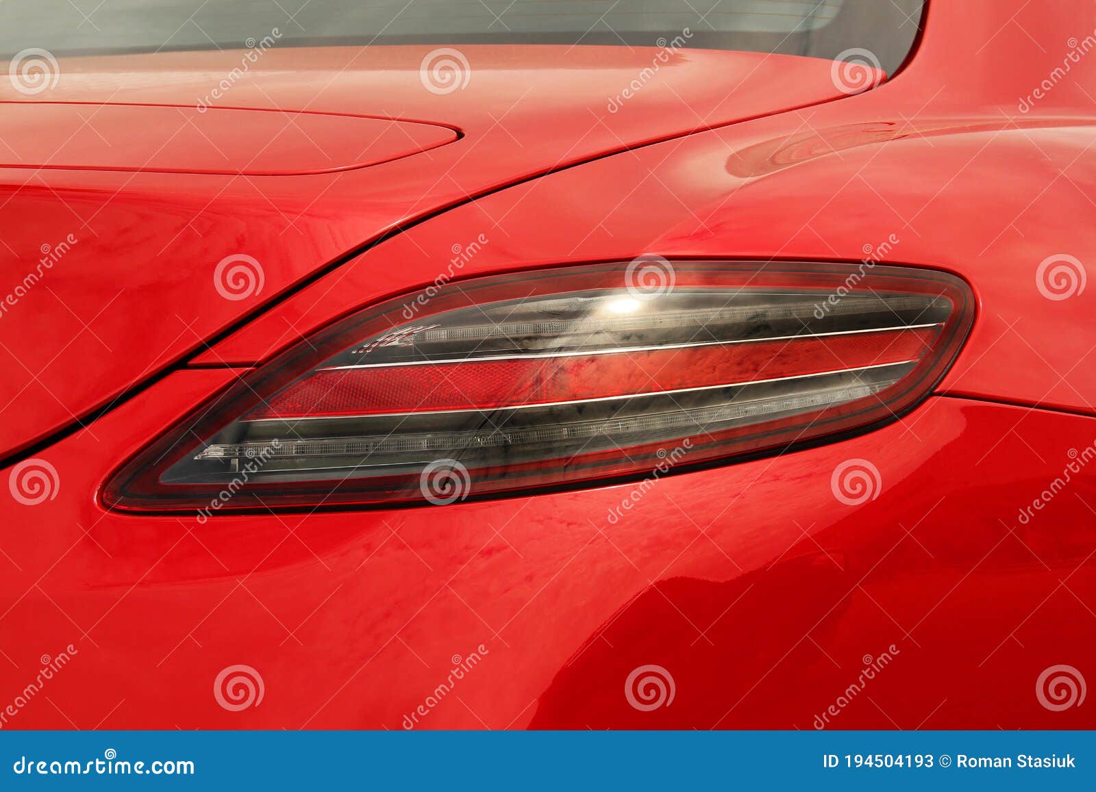 Car Headlights. Luxury Headlights. Part of a Red Car Close Up Stock Image Image of controls