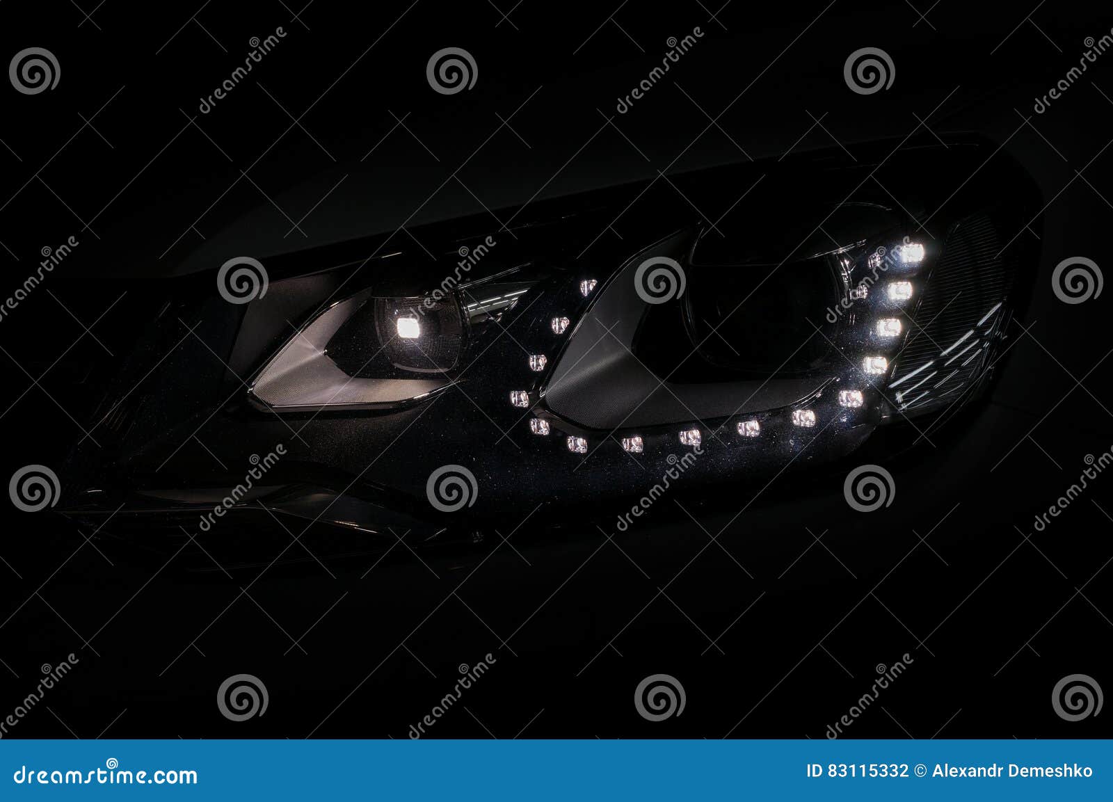Car headlights. stock photo. Image of automobile, hotspot 83115332
