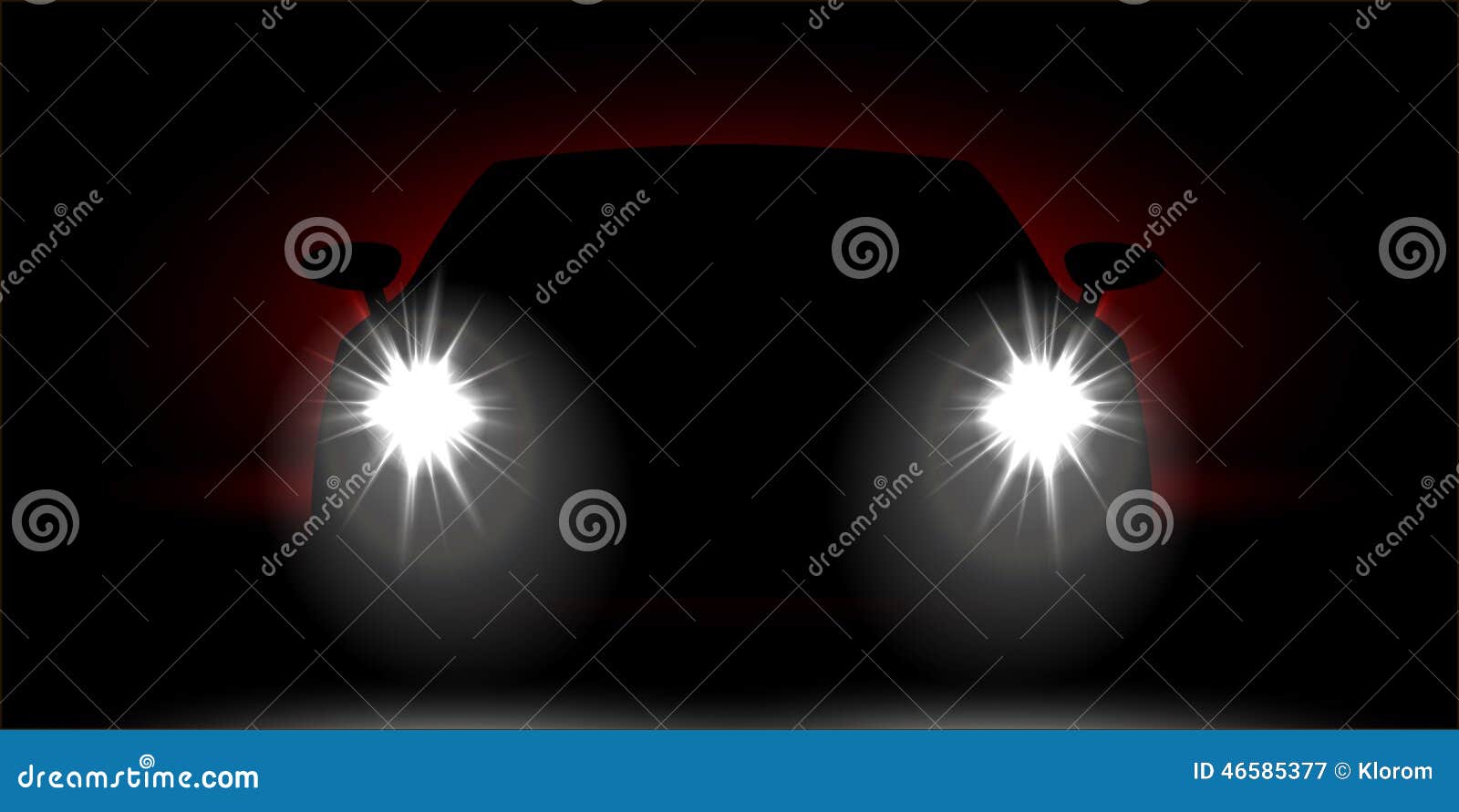 car headlights shining in the dark