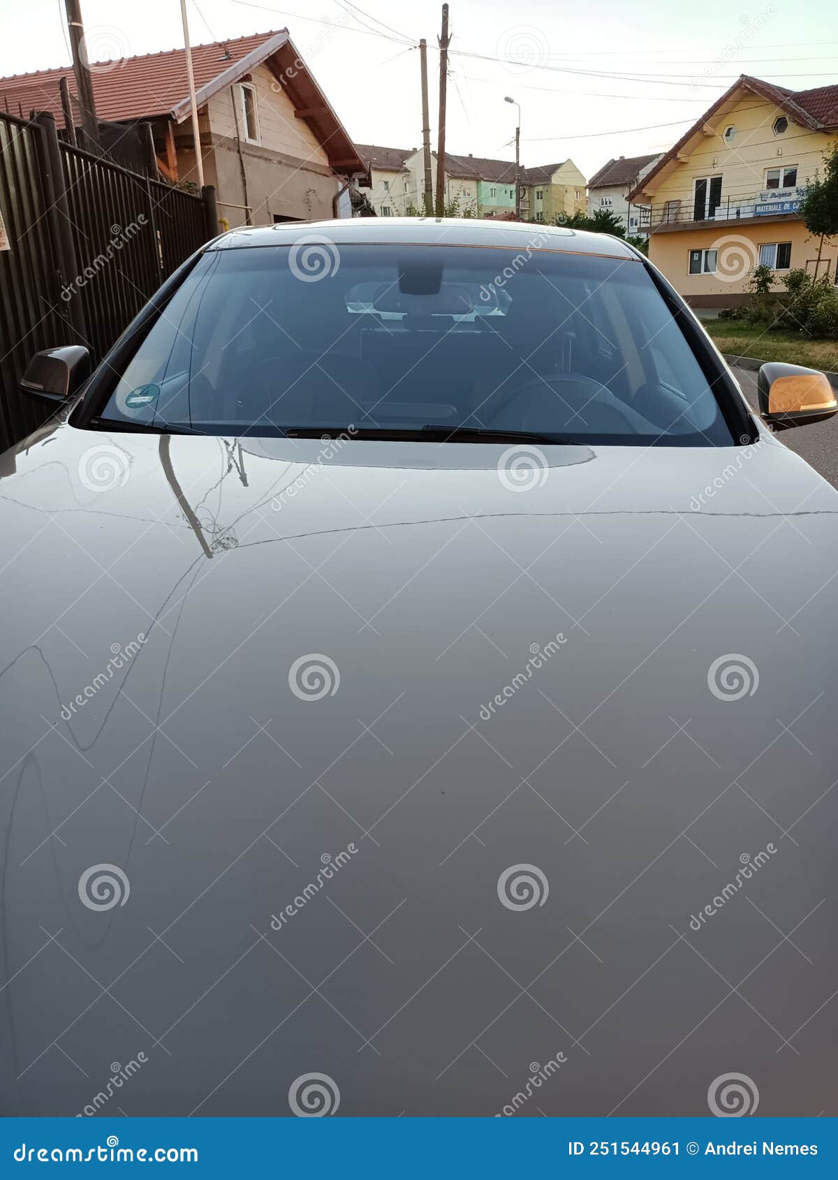 A gray car hood stock image. Image of wheel, windshield 251544961