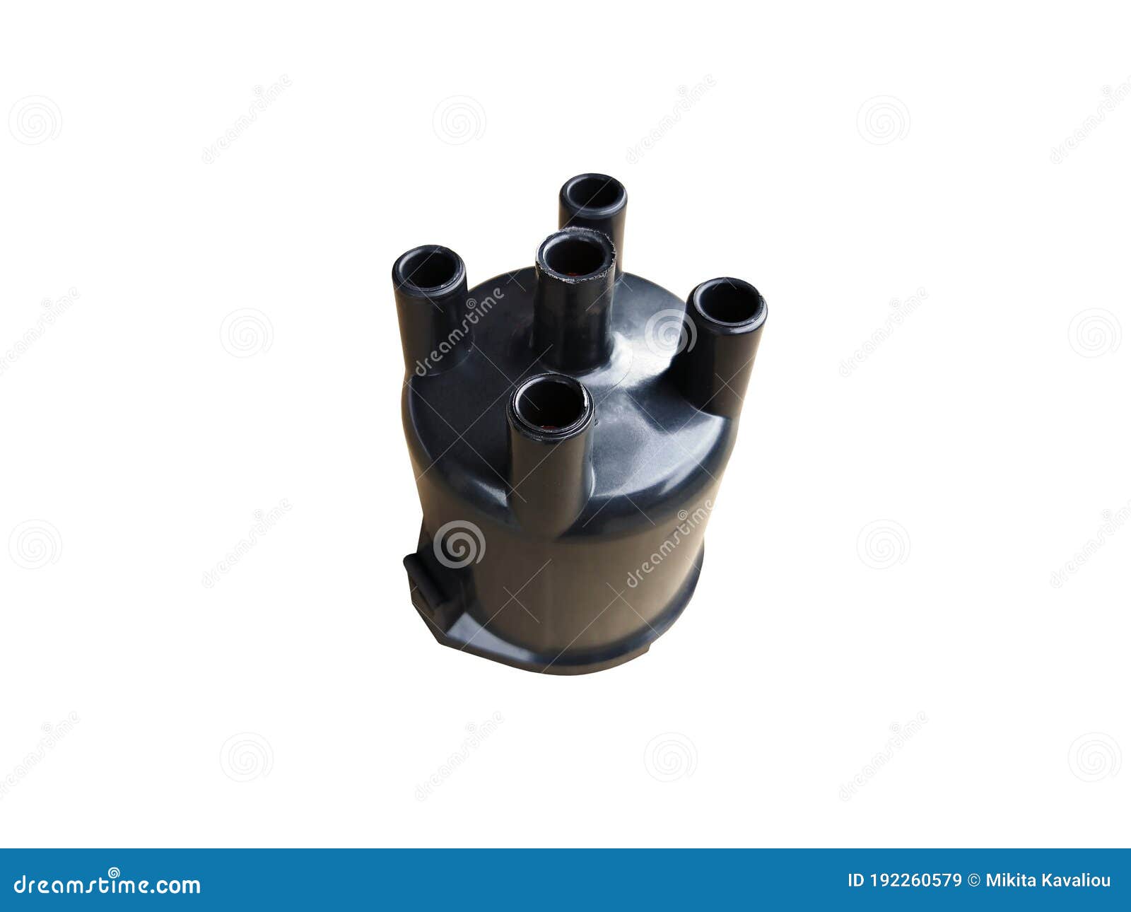 Car Ignition Distributor Cap on an Isolated White Background. Stock
