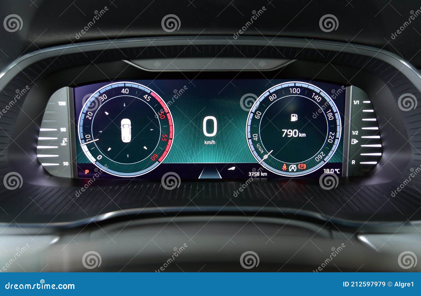 Digital Instrument Panel in a Modern Car Stock Image - Image of display,  motor: 212597979