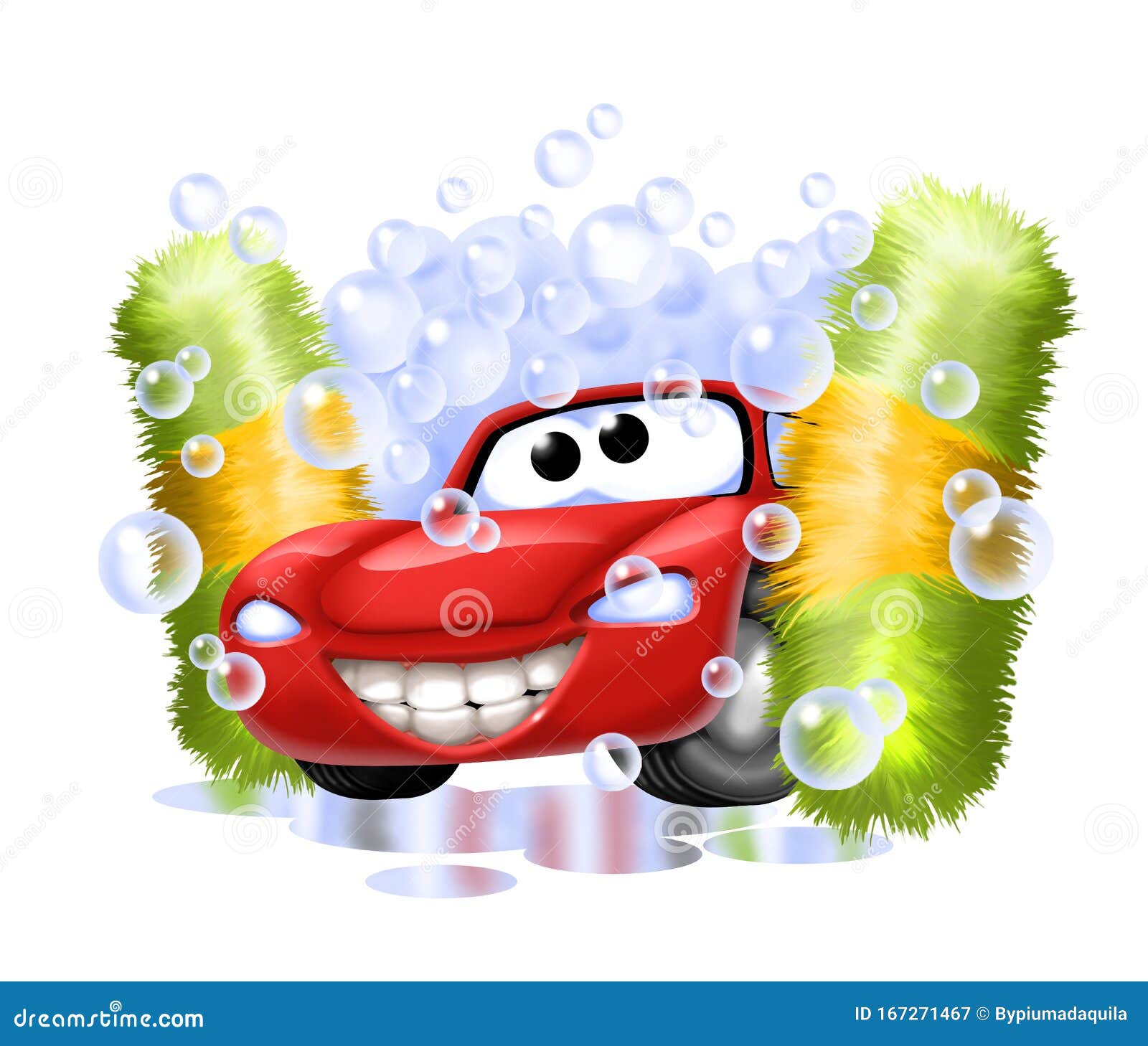 Car Inside the Car Wash between the Brushes Stock Illustration