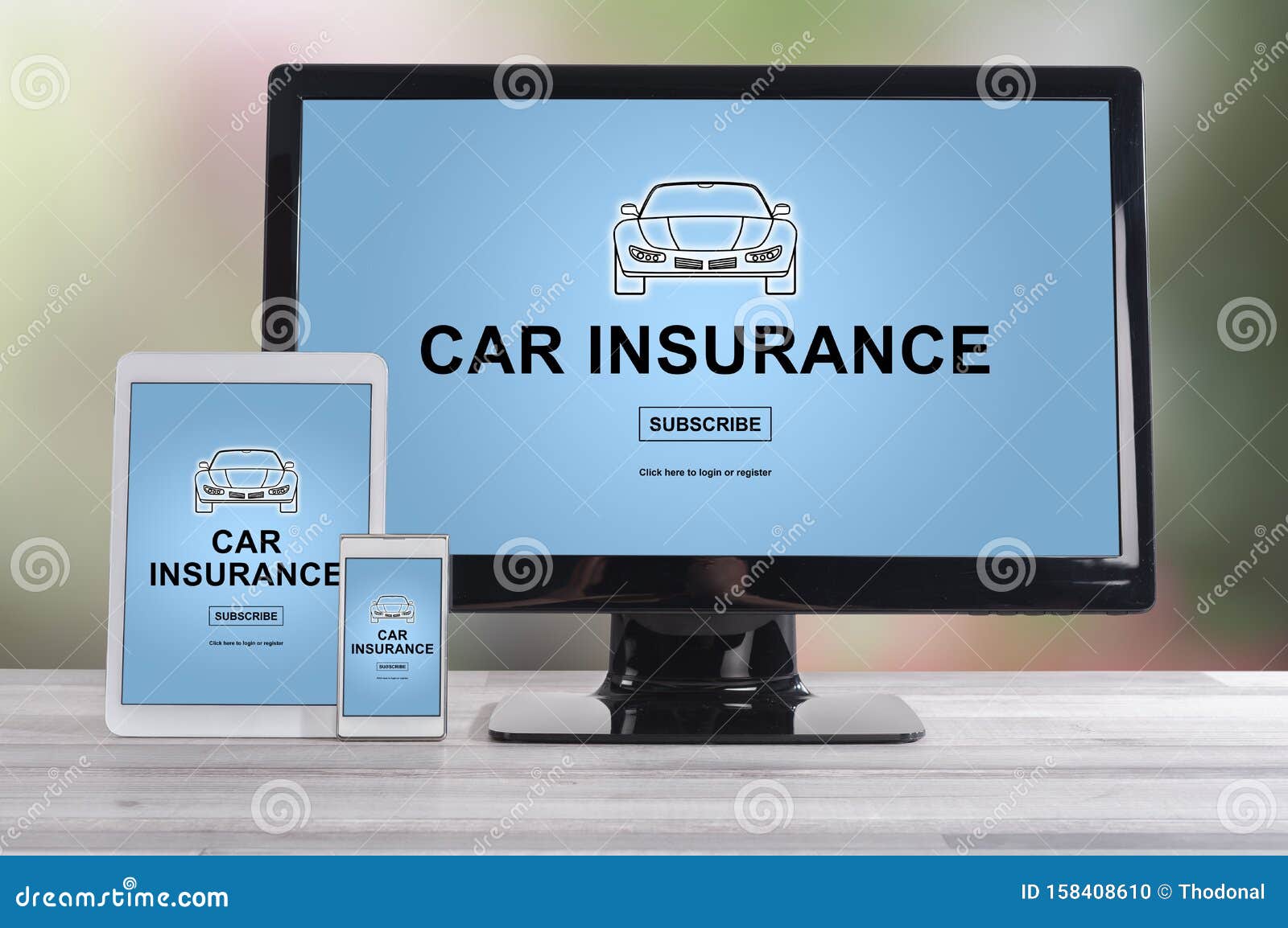 Car Insurance Concept on Different Devices Stock Photo Image of