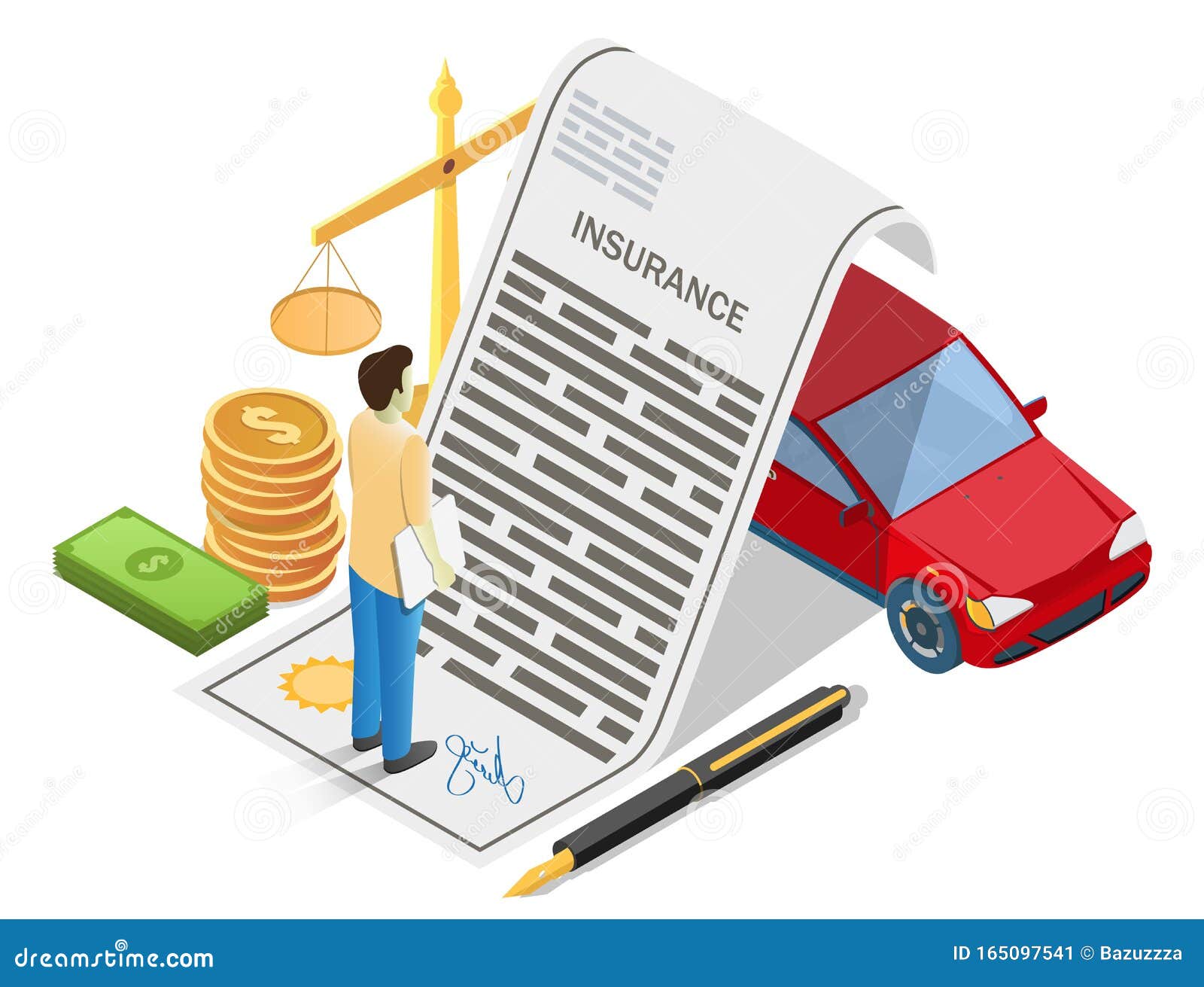 Car Insurance Concept Vector Flat Isometric Illustration Stock Vector Illustration of