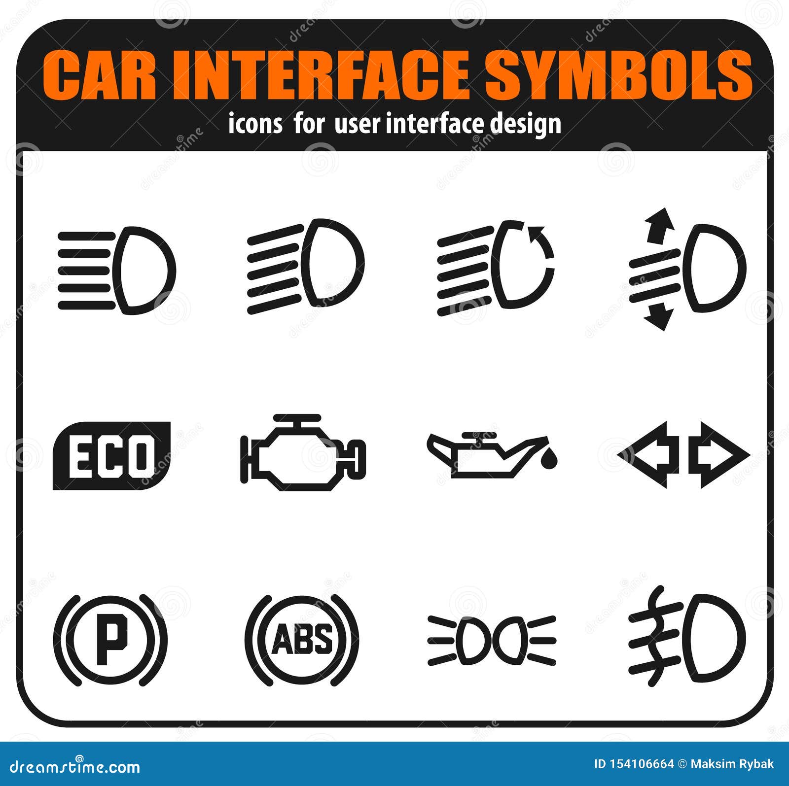 Car Interface Symbols stock vector. Illustration of handbrake 154106664