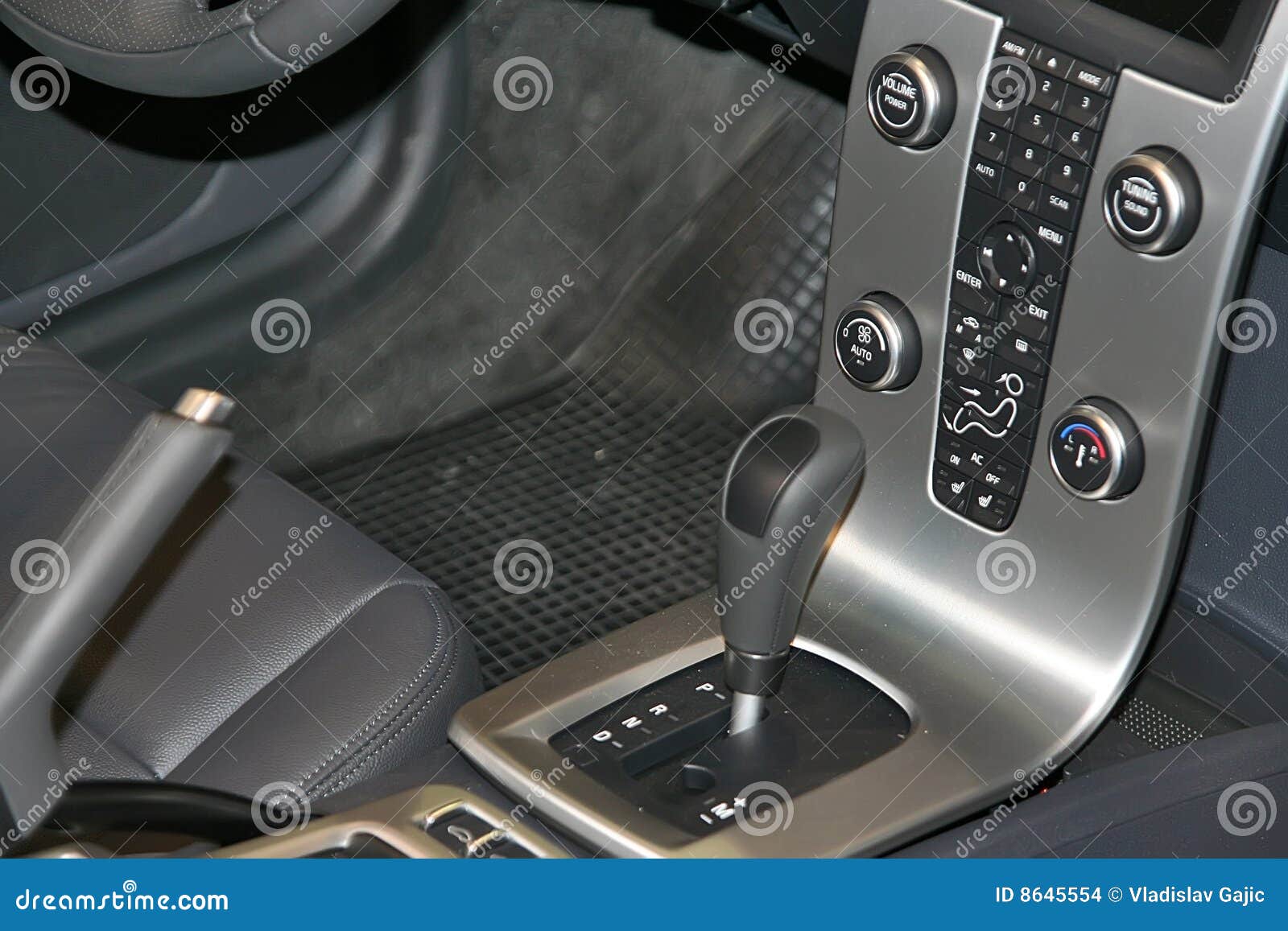 Car interior. Interior in the new silver car