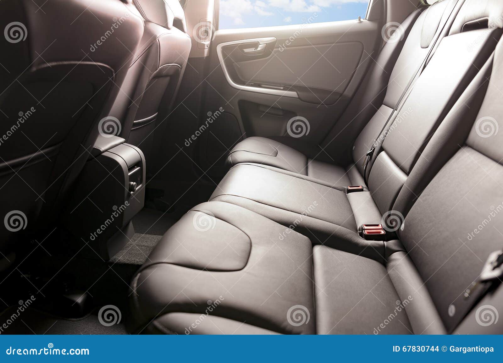 Car interior black leather stock photo. Image of backseat 67830744