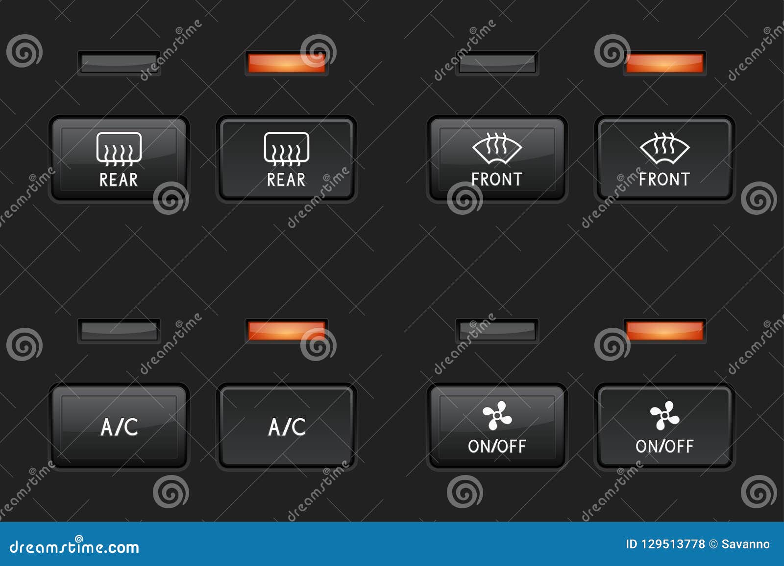 Car Interior Buttons. Dashboard Black Square Elements Stock Vector Illustration of auto