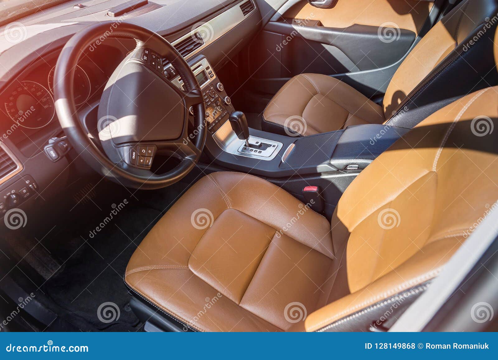 Car Interior, Leather Seats Stock Photo Image of chrome, interior