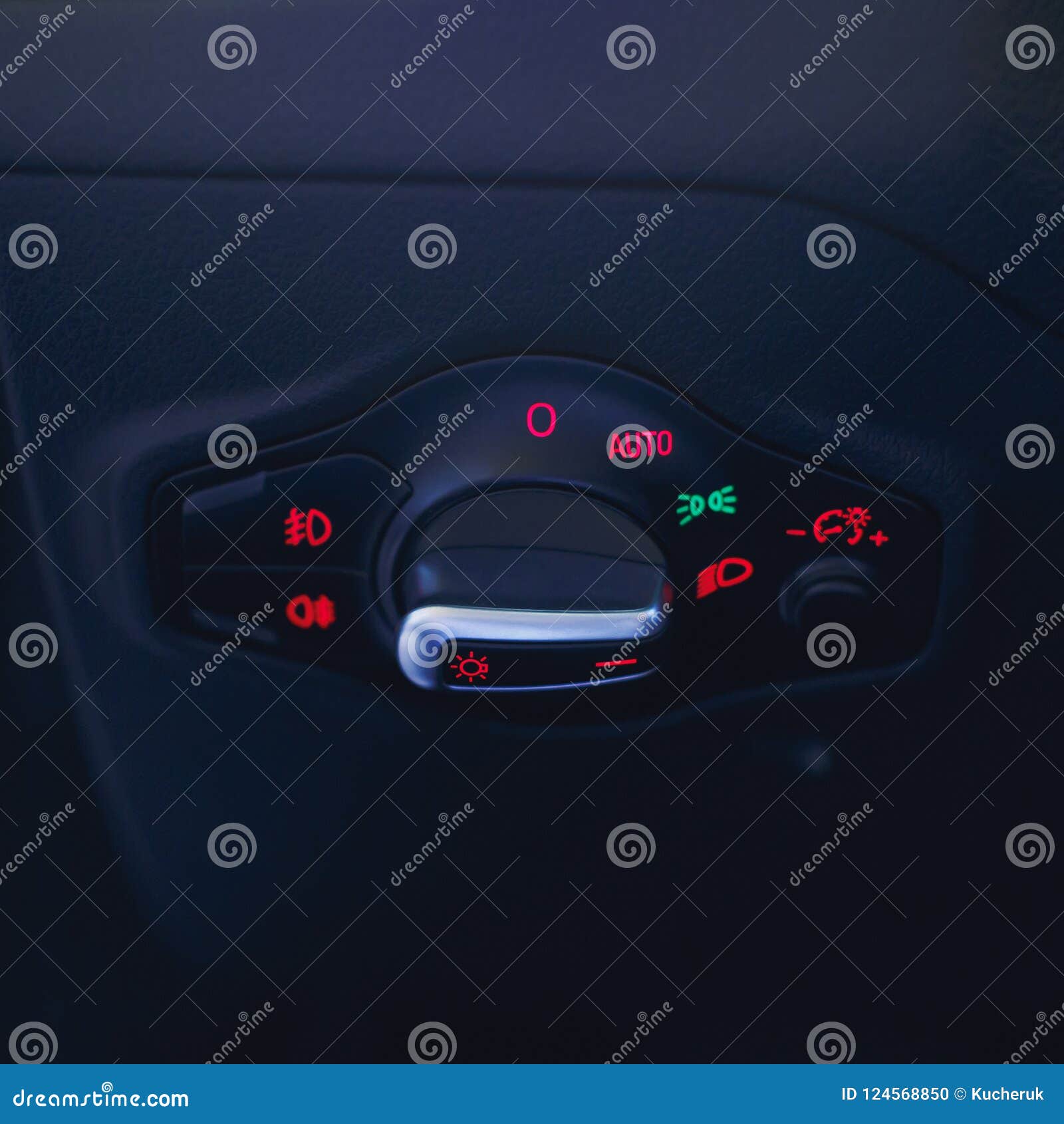Car Interior with Light Switch.the Light Knob in the Car Stock Photo
