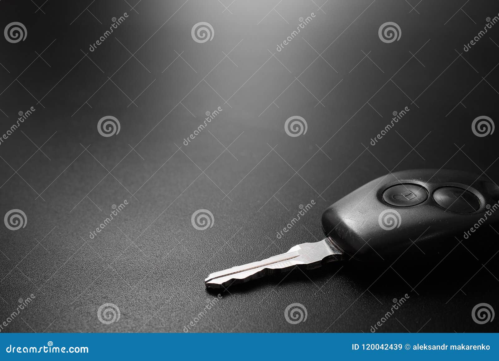 Car Key With Central Lock On Black Background. Stock Image Image of