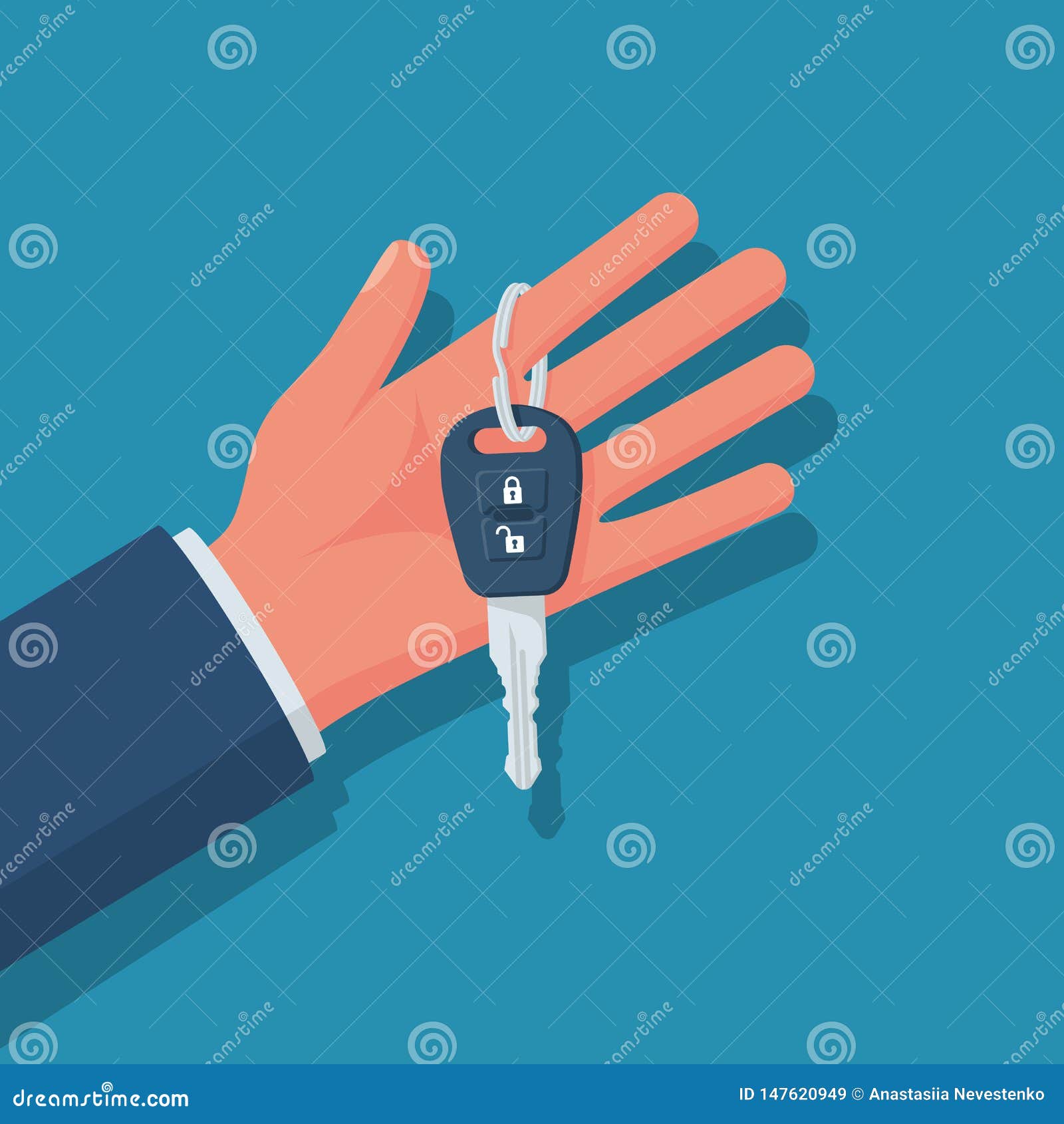 Car key hold in hand vecto stock vector. Illustration of auto - 147620949