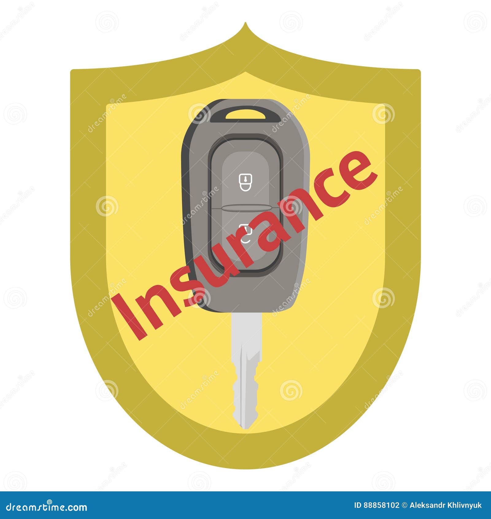 Car Key in Insurance Shiled Stock Illustration Illustration of icon