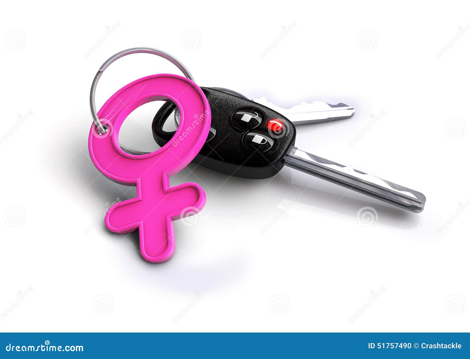 car keys with female icon keyring. concept for women drivers or car owners