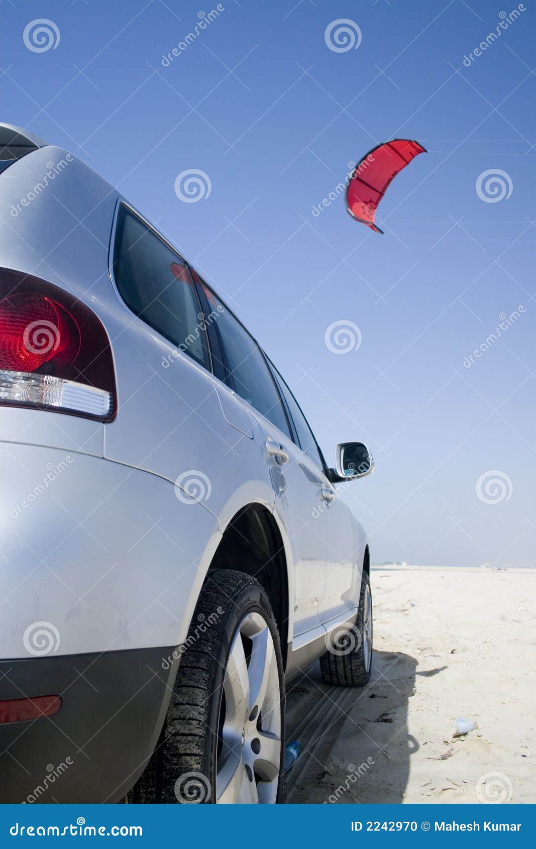 Car & kite surfing stock photo. Image of water, perspective 2242970