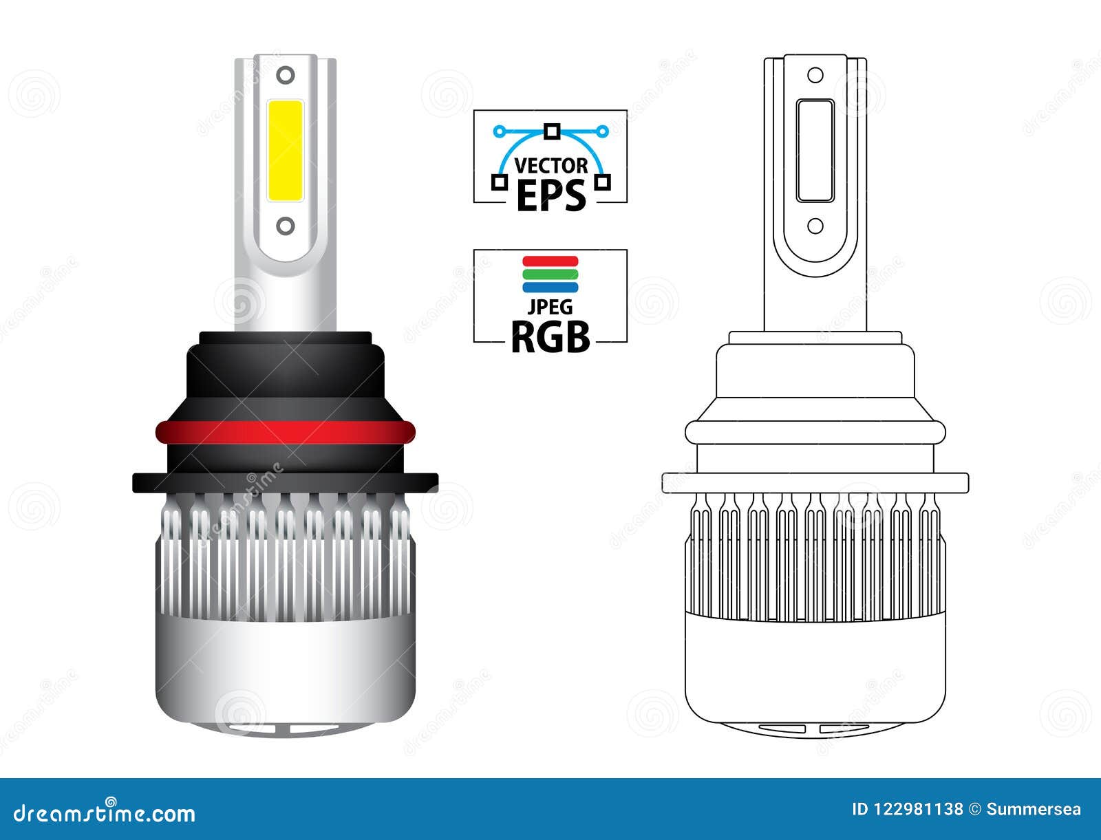 Car LED Headlight Bulb Vector Illustration Stock Vector Illustration