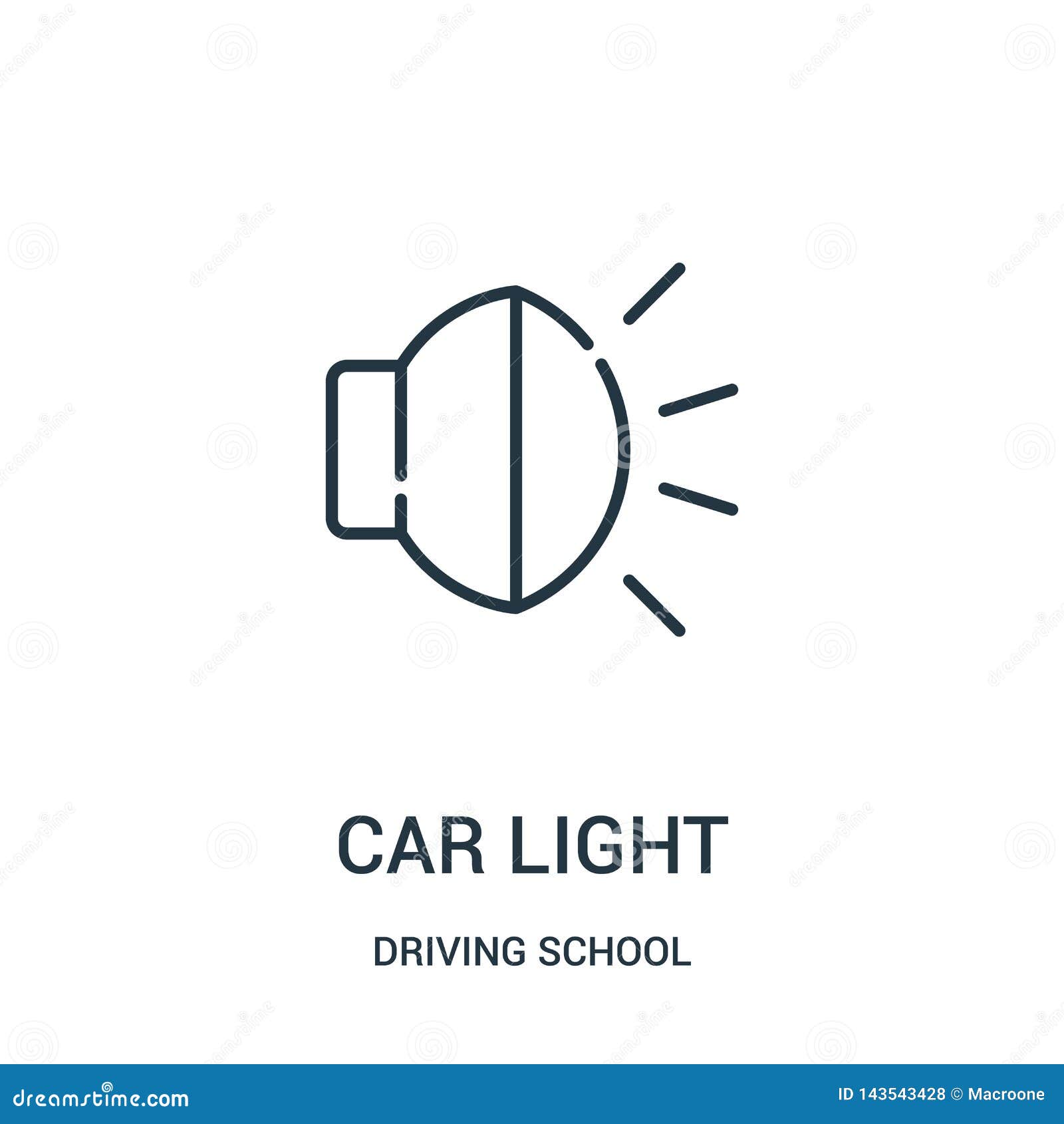 Car Light Icon Vector from Driving School Collection. Thin Line Car Light Outline Icon Vector Illustration - Illustration of dashboard, school: 143543428