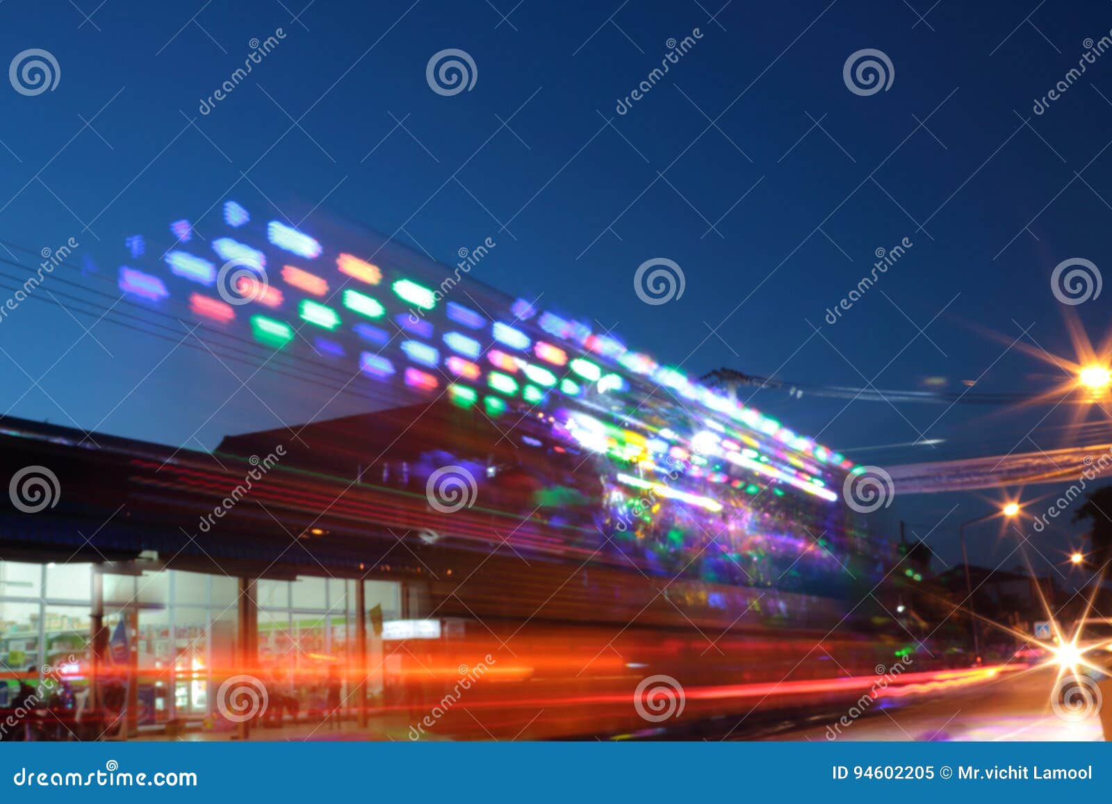 Car Light and Sound at Night and Blurry. Stock Image Image of sound