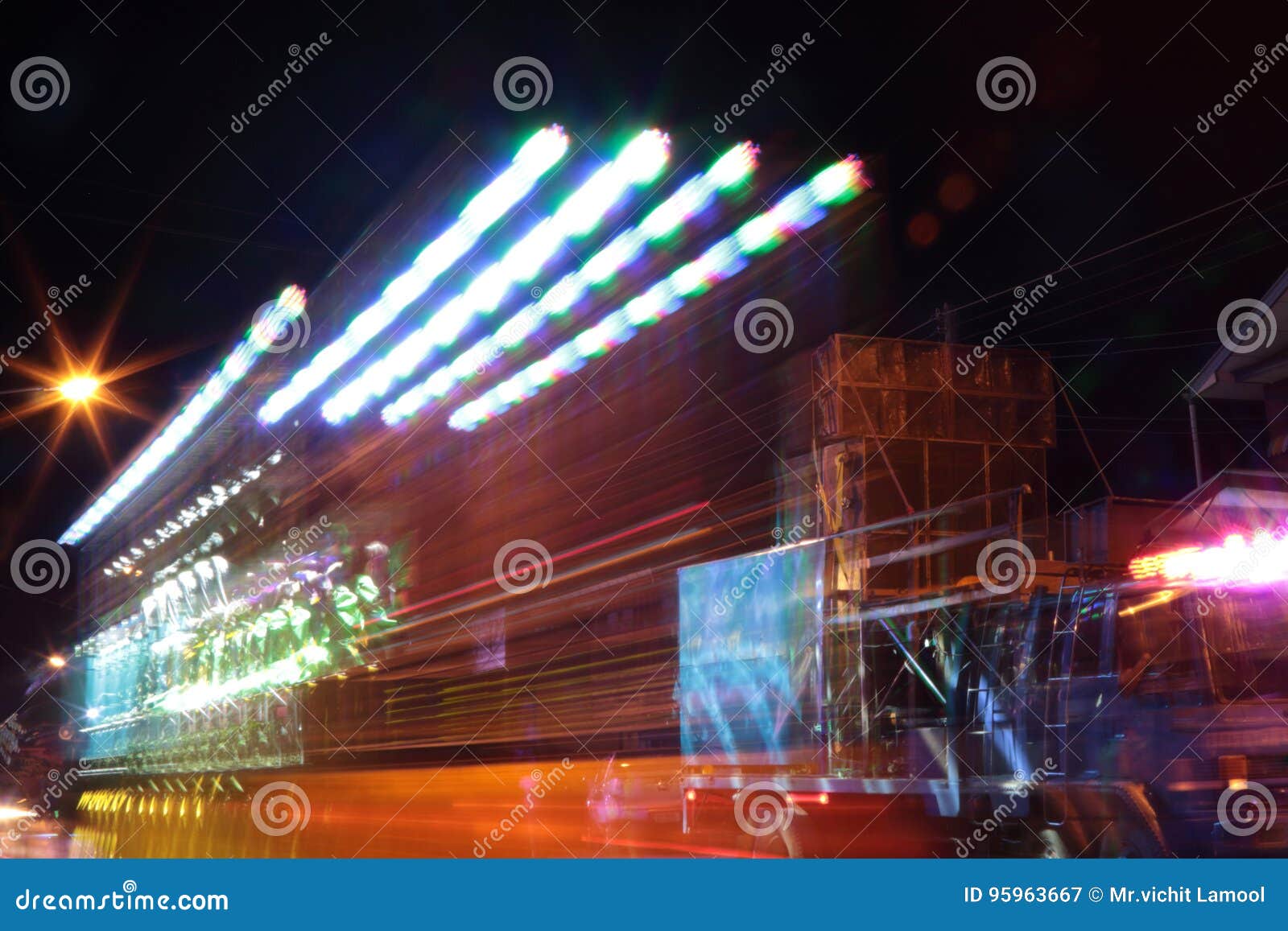 Car Light and Sound at Night and Blurry. Stock Image Image of sound