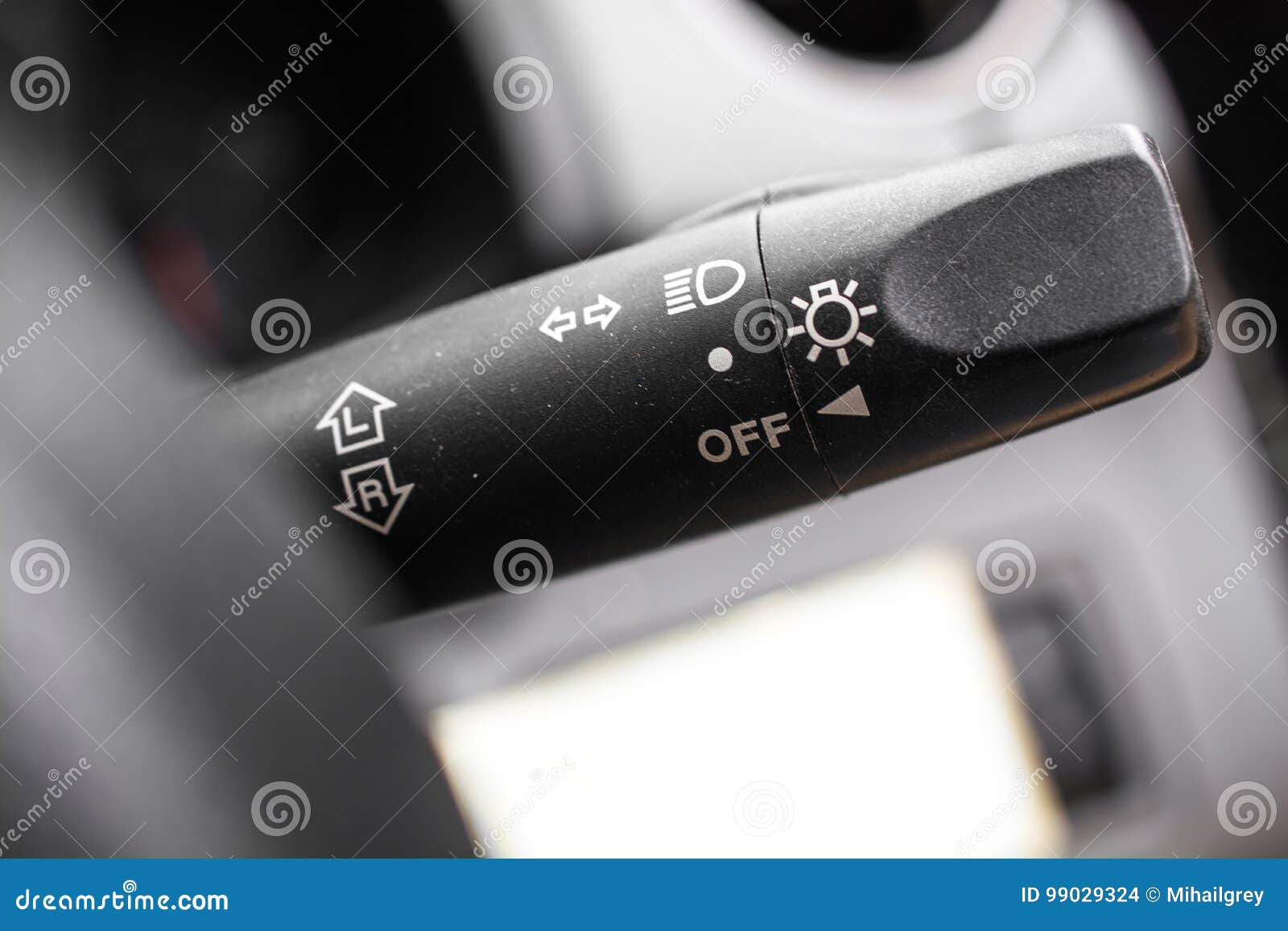 Car Light Switch Control Paddle. Stock Photo Image of indoors