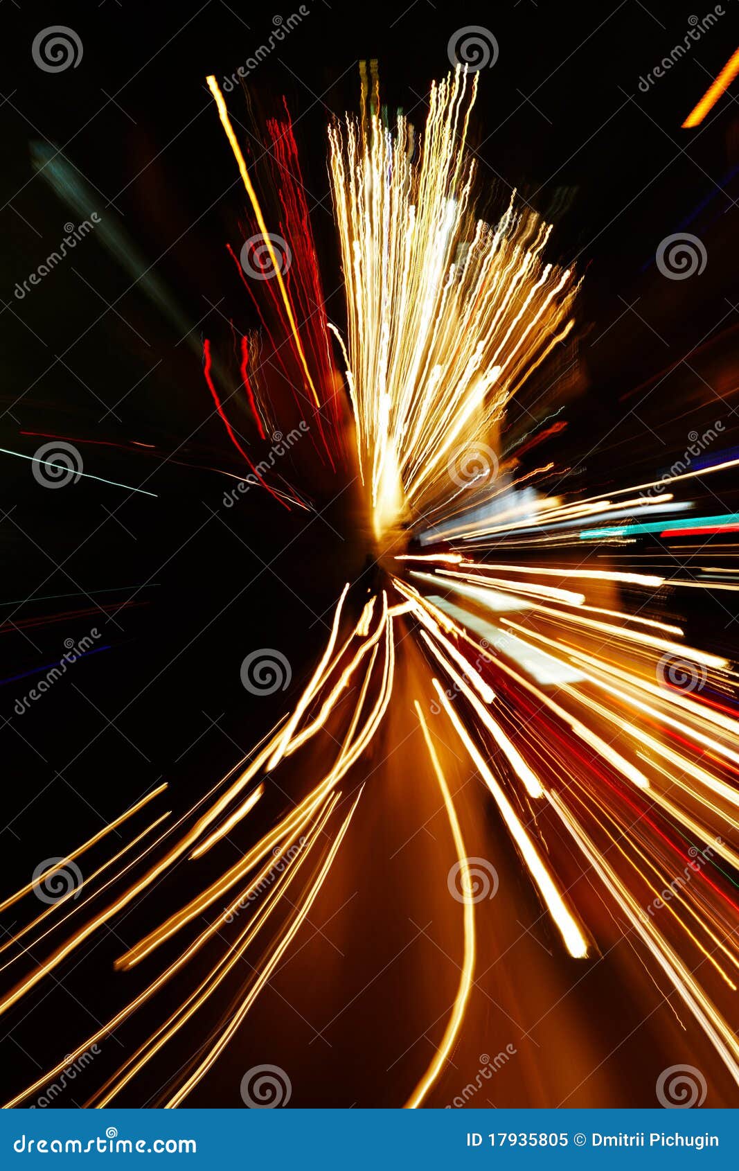 Car Lights In Motion Blur With Zoom Effect Royalty Free Stock Photo