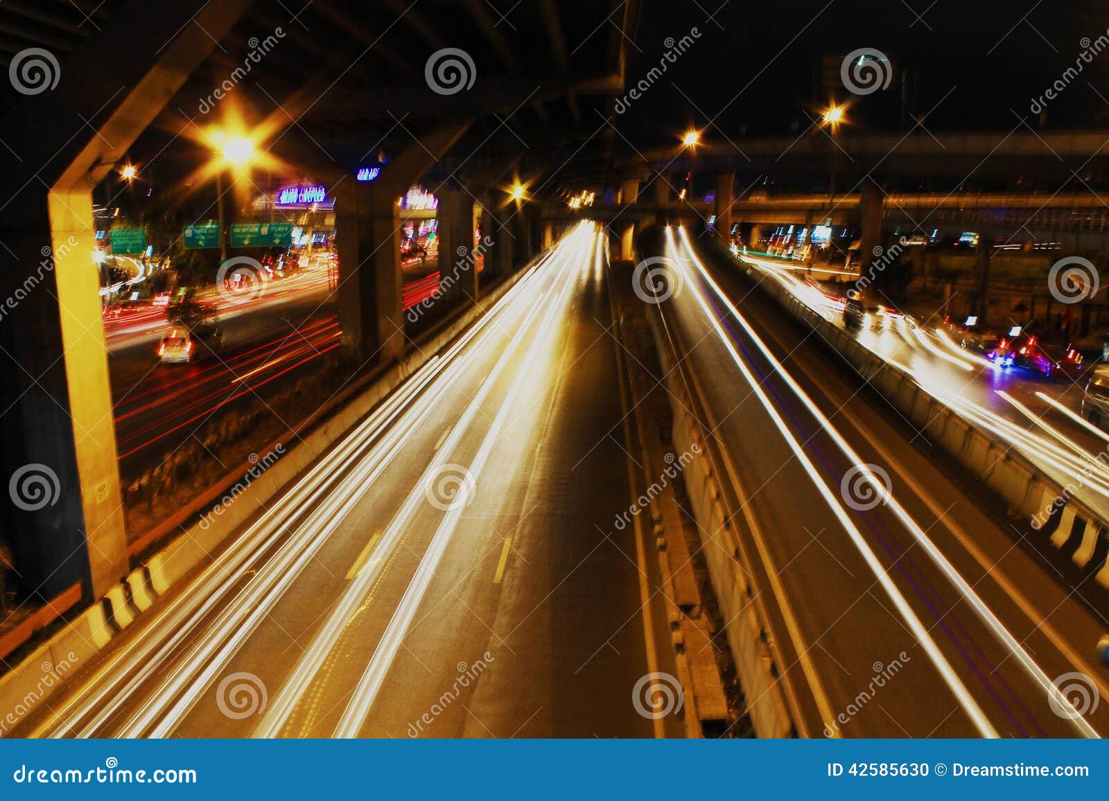 Car lights at night stock photo. Image of spectacular 42585630