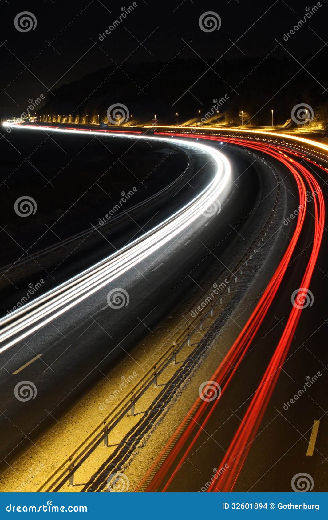 Car Lights on the Road at Night Stock Photo Image of lights, stripes