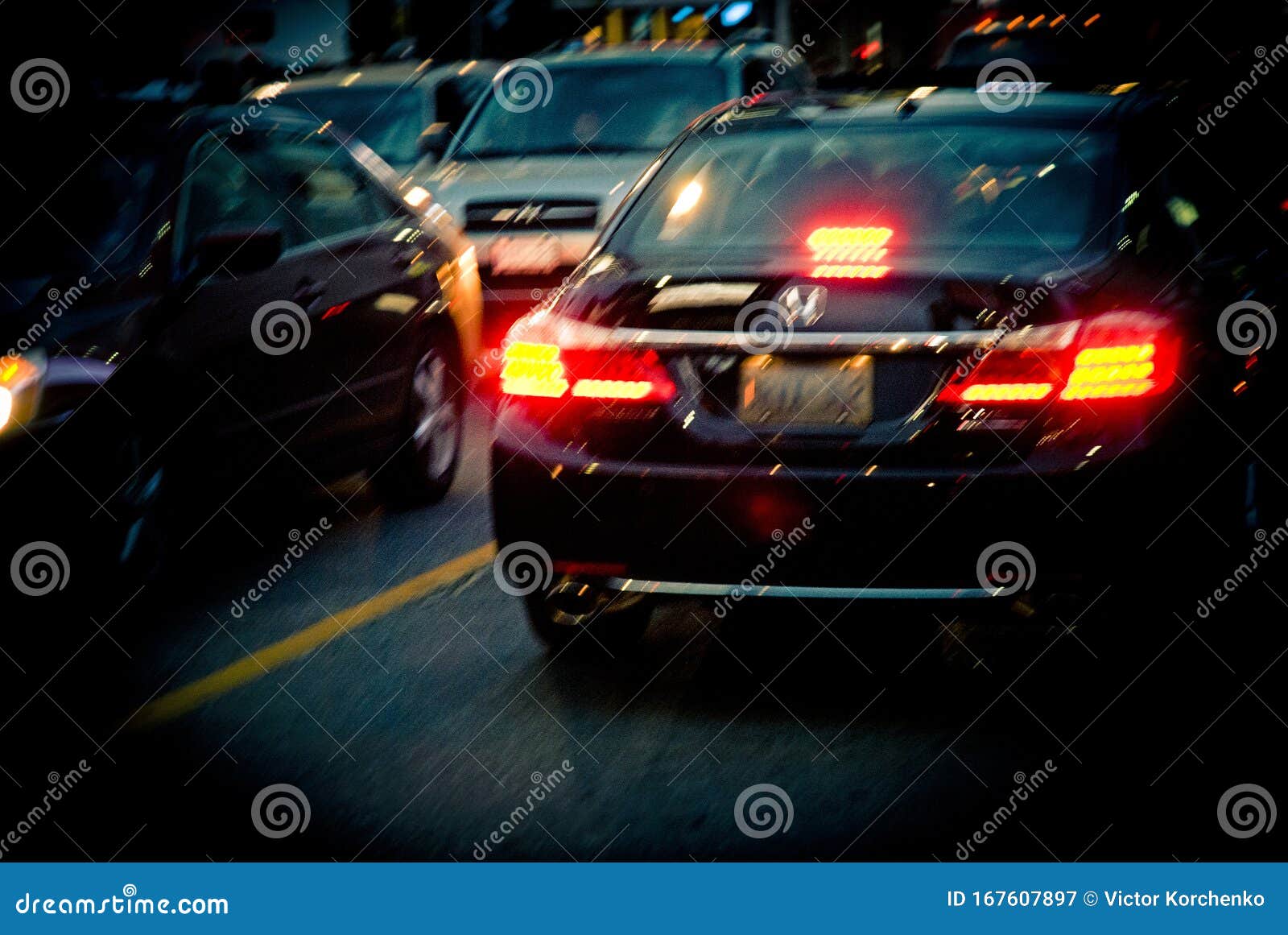 Car Lights on a Street at Night Editorial Photography Image of urban