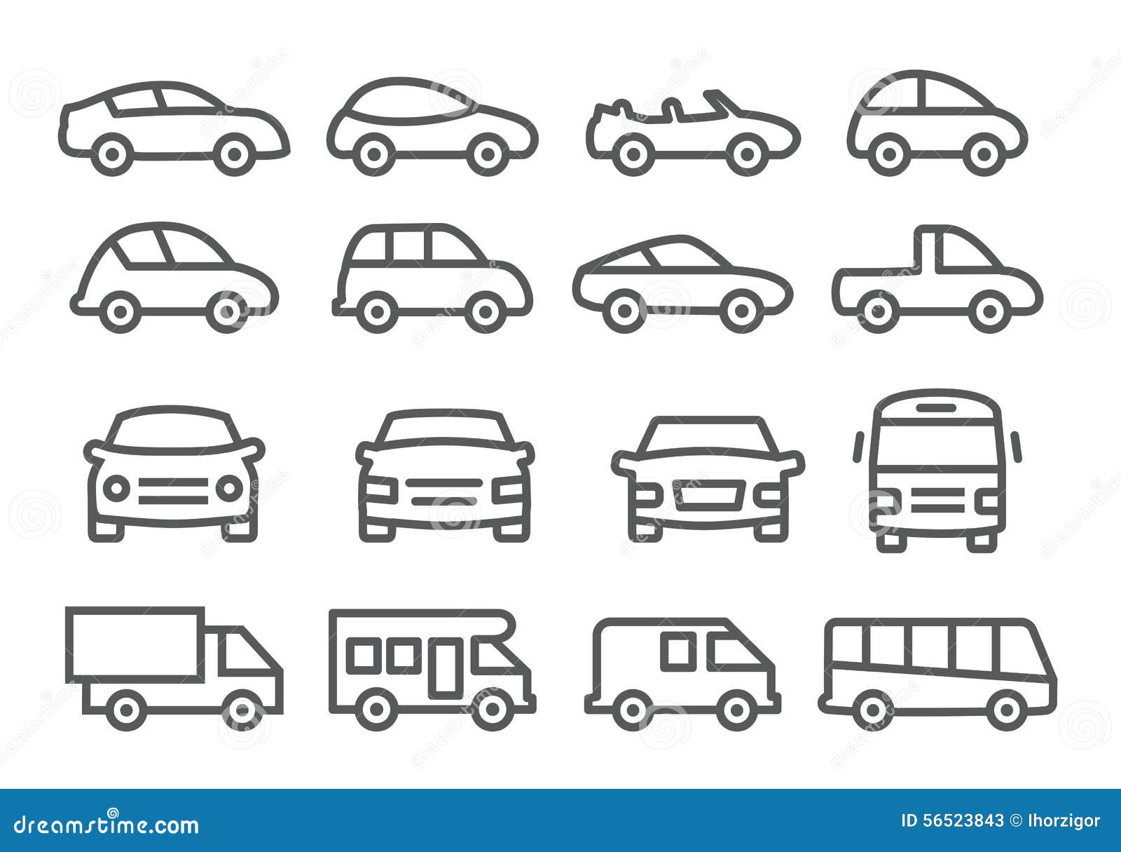 Cars icons set on gray background Royalty Free Vector Image